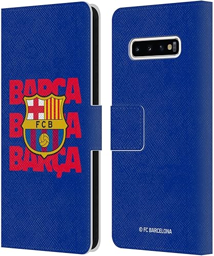 Head Case Designs Officially Licensed FC Barcelona Barca Crest Graphics Leather Book Wallet Case Cover Compatible with Samsung Galaxy S10+  S10 Plus