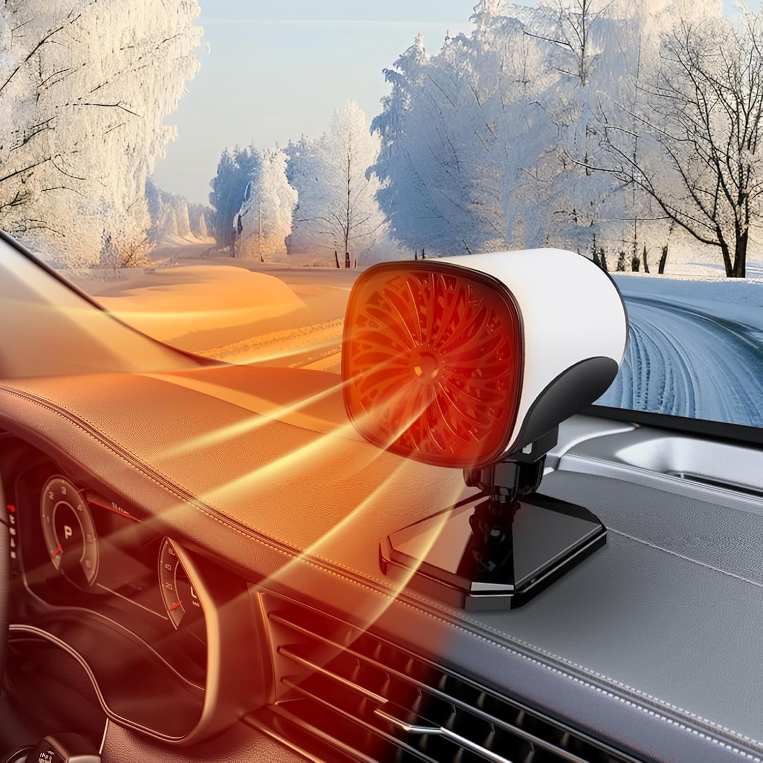 Chauffage de voiture, Portable 12V Dégivreur de Voiture, Pare-brise Chauffant, Chauffage et Refroidissement 2 en 1 Chauffage, Dégivrage et Dégivrage Rapides avec Prise Allume-cigare pour Véhicules