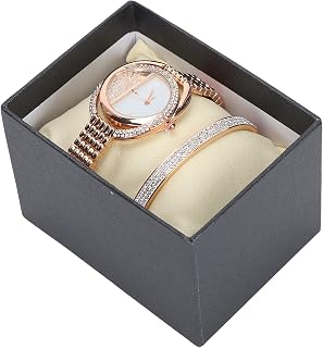 Women's Watch and Bracelet Set, Titanium Steel Bracelet for Valentine's Day Gifts (Rose Gold)