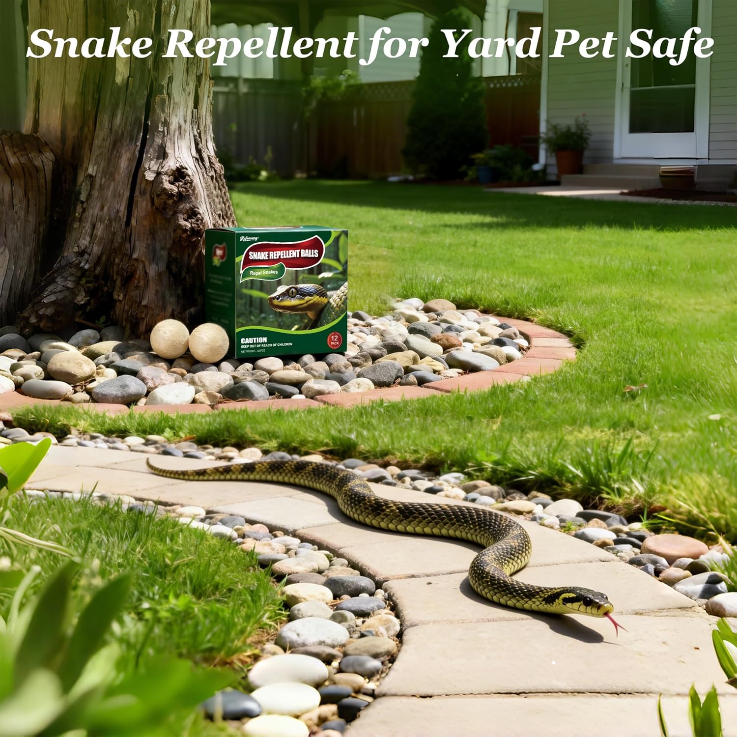 12 Pack Snake Repellent Balls for Yard-Snake Away Repellent for Outdoors & Indoor, Used in Yard, Home, Garden, Camping-Long-Lasting Protection-Family & Pet Safe