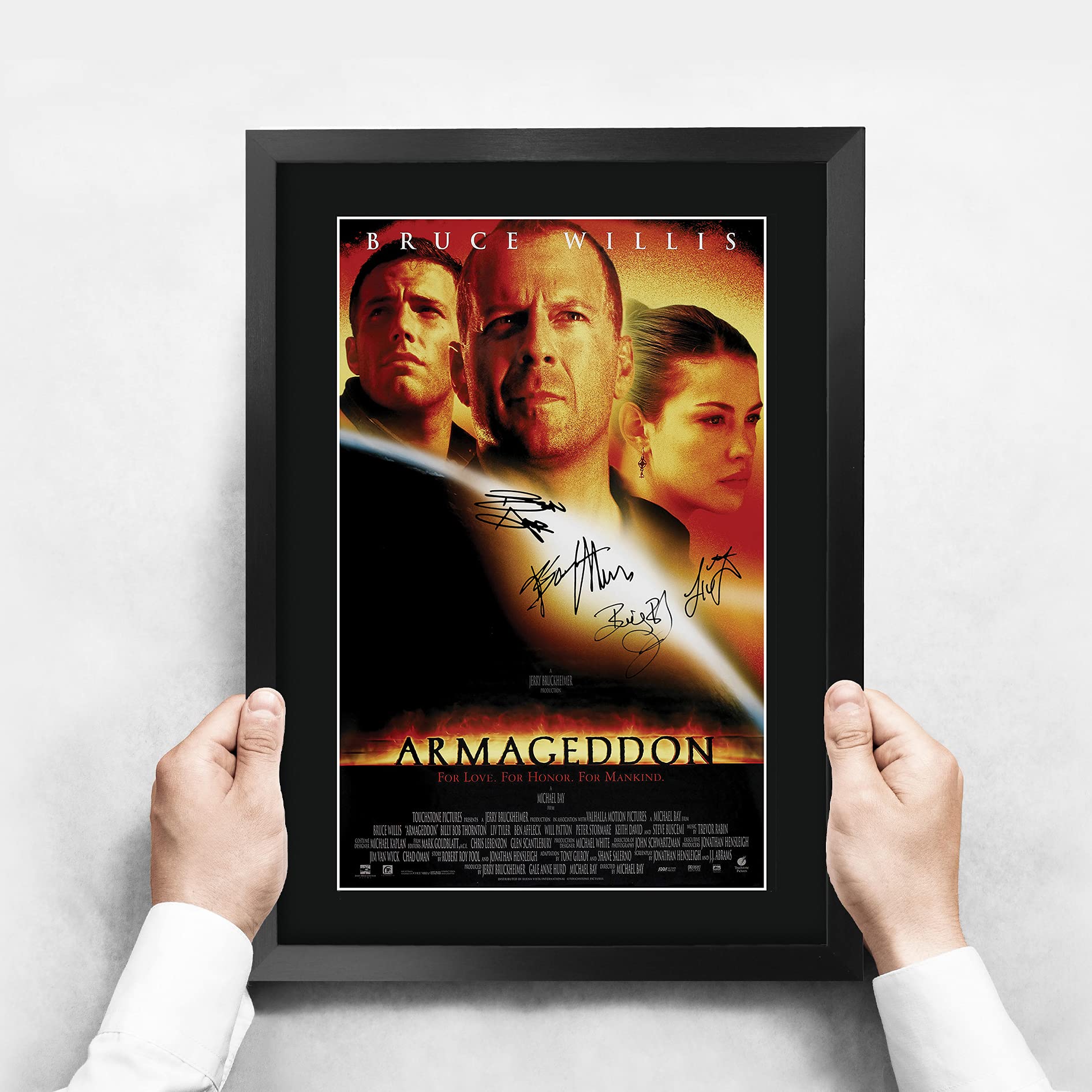 HWC Trading FR A3 Armageddon Bruce Willis, Ben Affleck Geschenke gedrucktes Poster, signiertes Autogramm für Film-Fans, A3 gerahmt