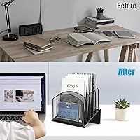 Vista 7 de 2 Pack Inclined Desk File Organizer, 5 Slot Desktop File Folder Holder Document Holder Sorter Organization and Accessories for Office School