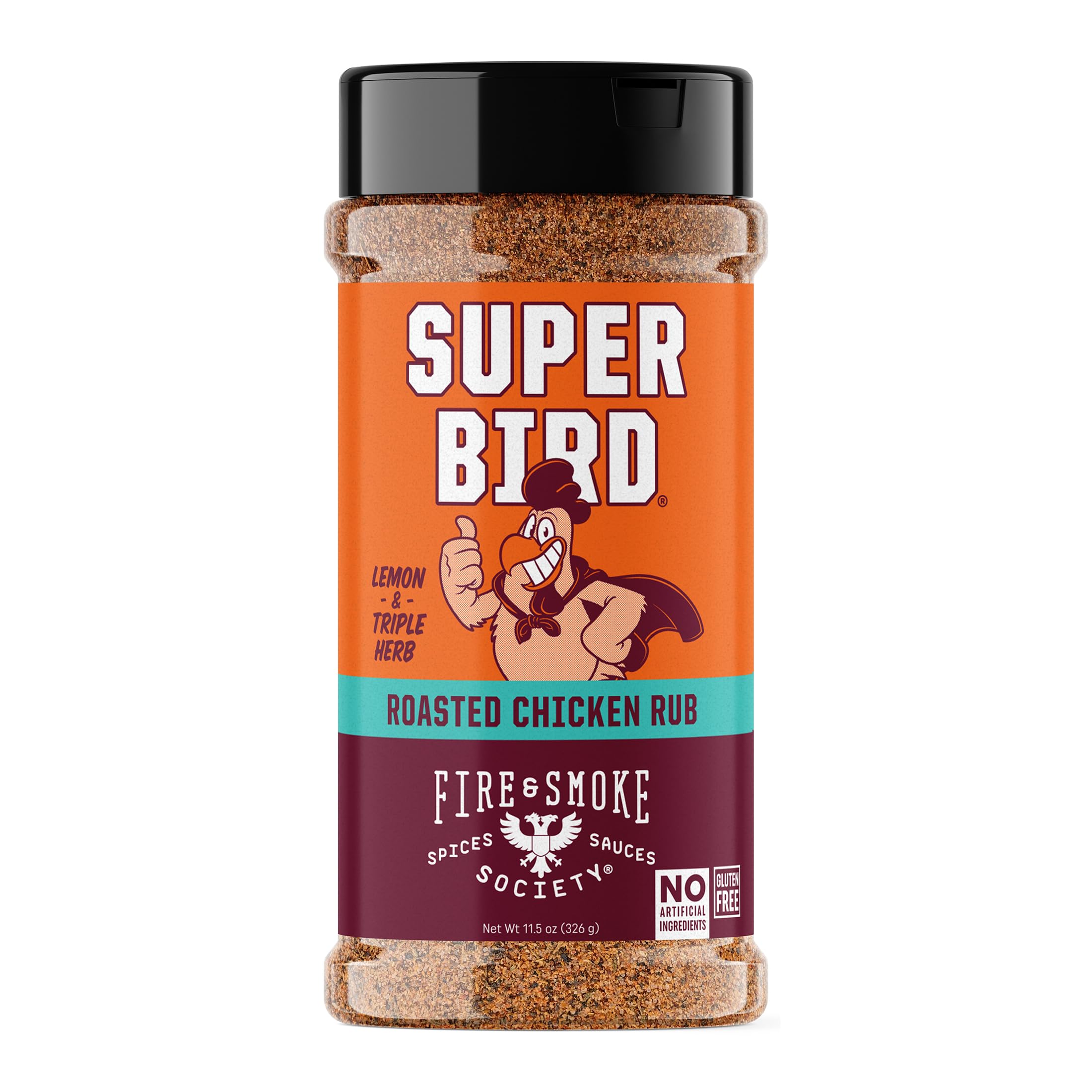 Fire & Smoke Society Super Bird Poultry Seasoning | BBQ Seasoning for Smoking and Grilling Meat | Poultry, Chicken, Turkey, Dry BBQ Rubs and Spices | Paprika, Coriander, Thyme, Oregano, Lemon | XL 11.5 oz