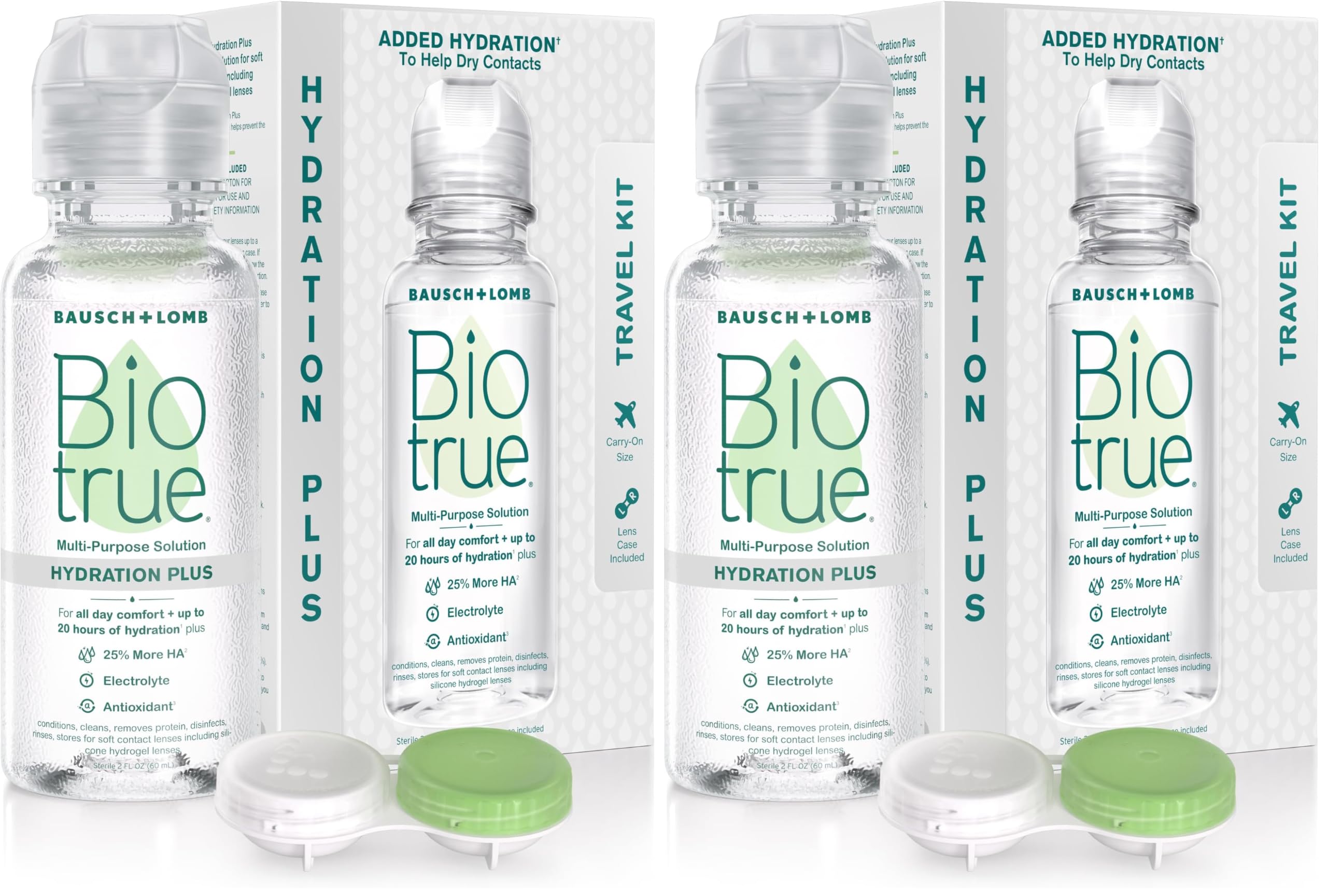 Biotrue Hydration Plus Multi-Purpose Contact Lens Solution, 2oz Travel Size (Pack of 2)