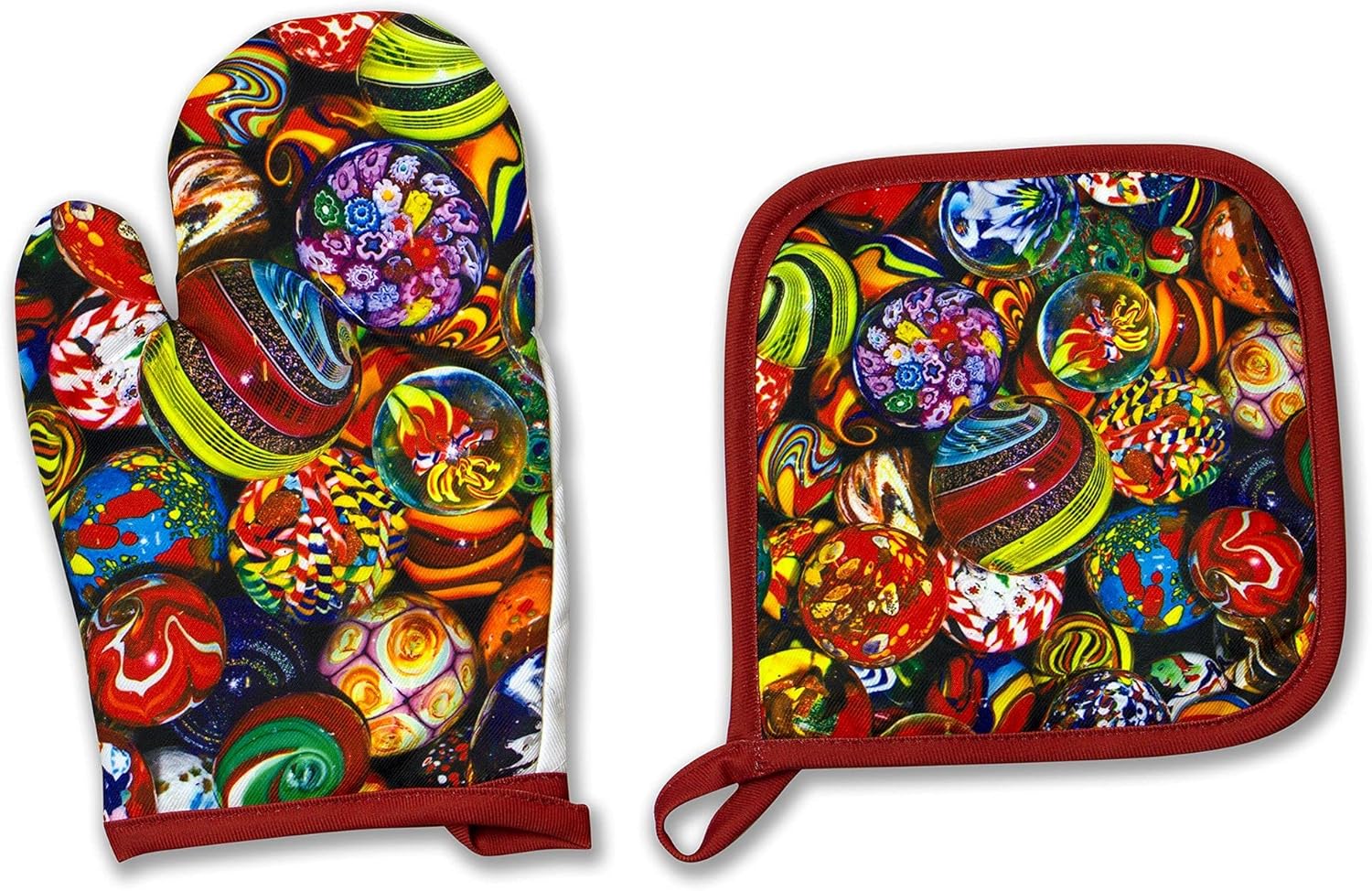 Springbok Marble Madness Adjustable Kitchen Apron, Oven Mitt and Pot Holder Set
