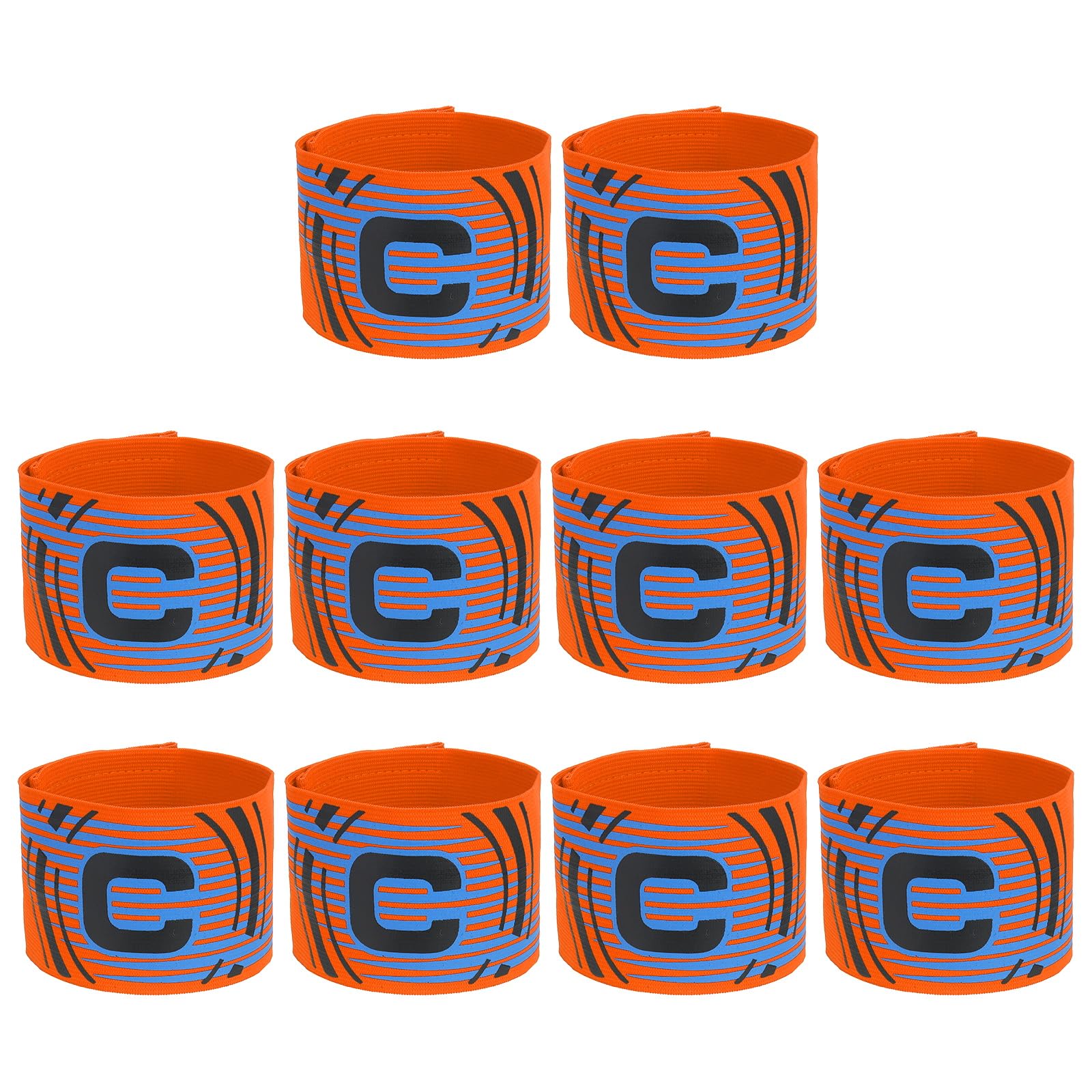 PATIKIL Soccer Captain Armband, 10 Pcs Captain Arm Bands for Soccer Elastic Captain C Arm Band Sports Captain Armbands for Youth Adult Football Team Training Orange