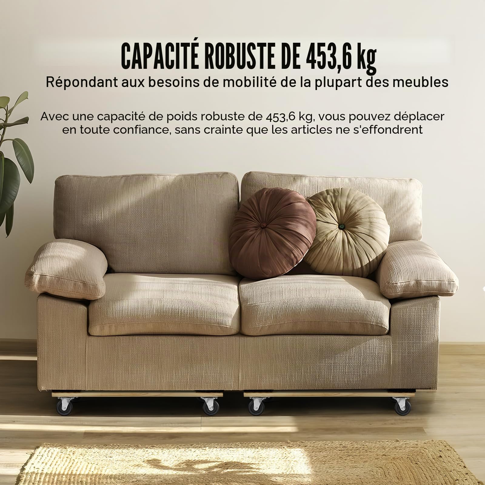 VEVOR Chariot de Déménagement 2PCS Déplace Meubles en Bois Capacité de Charge 454 kg Chacun 762x457,2x130 mm avec 4 Roues Pivotantes en PP Robustes Déménageur Manutention Portable pour Meubles Lourds