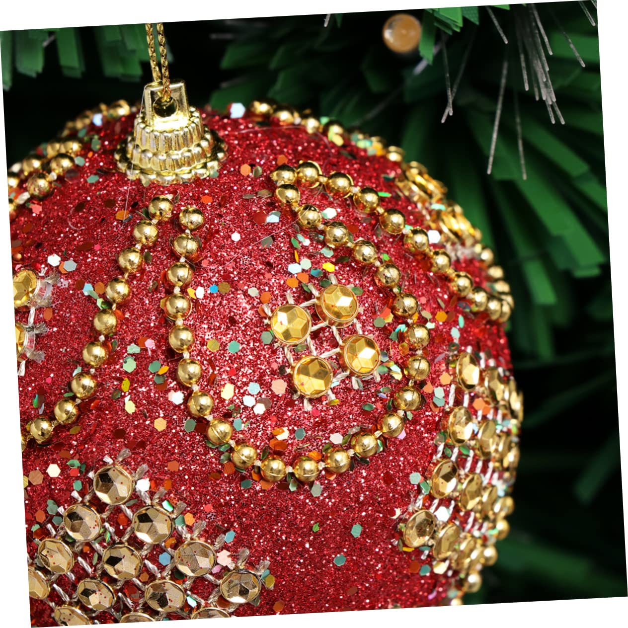 Ciieeo 3 Sets 8 cm Weihnachtsbaumschmuck Mini Glitzer Pailletten Strass Ornamente Hängende Dekoration Für Heim- Und Partydekorationen 6 Stück * 3