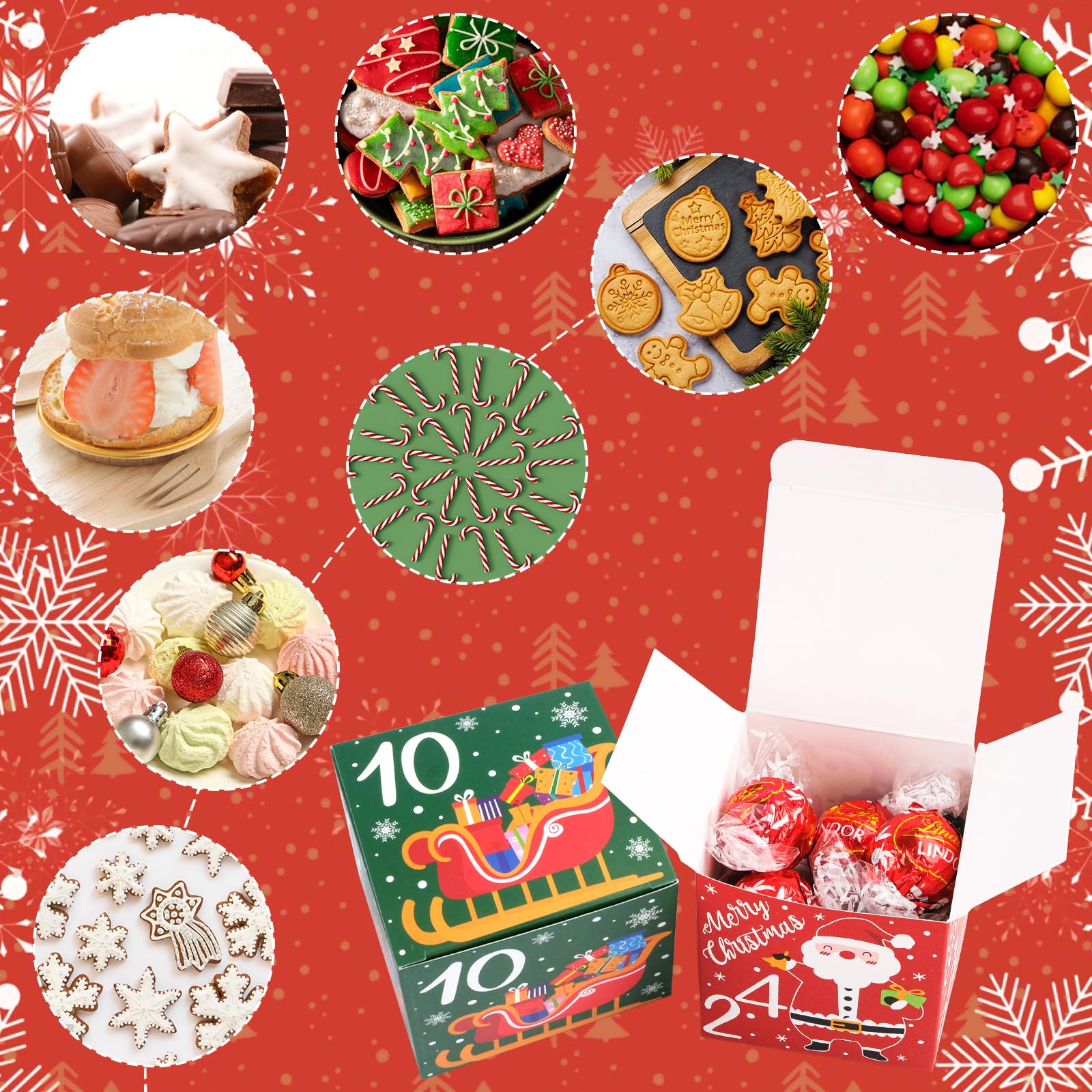 Calendrier de l'Avent Vide a Remplir Soi Meme 2025, 24 Pièces Boîtes Calendrier de l'Avent 7x7x7cm, DIY Boites Cadeau Noël, Calendrier Noel Boîte, pour Décoration Cadeau de Noël
