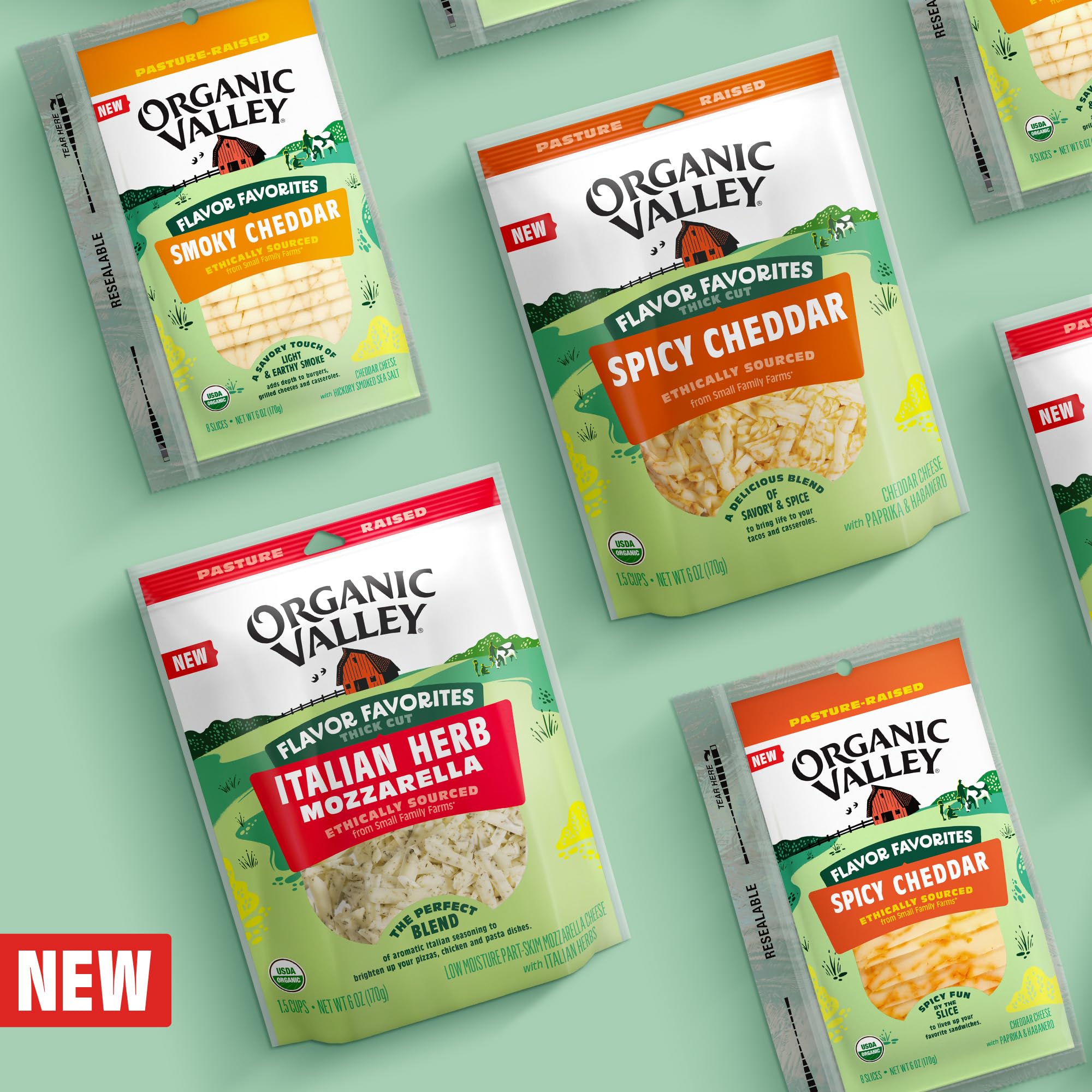 ORGANIC VALLEY® Spicy Cheddar Shredded Cheese, Flavor Favorites, 6