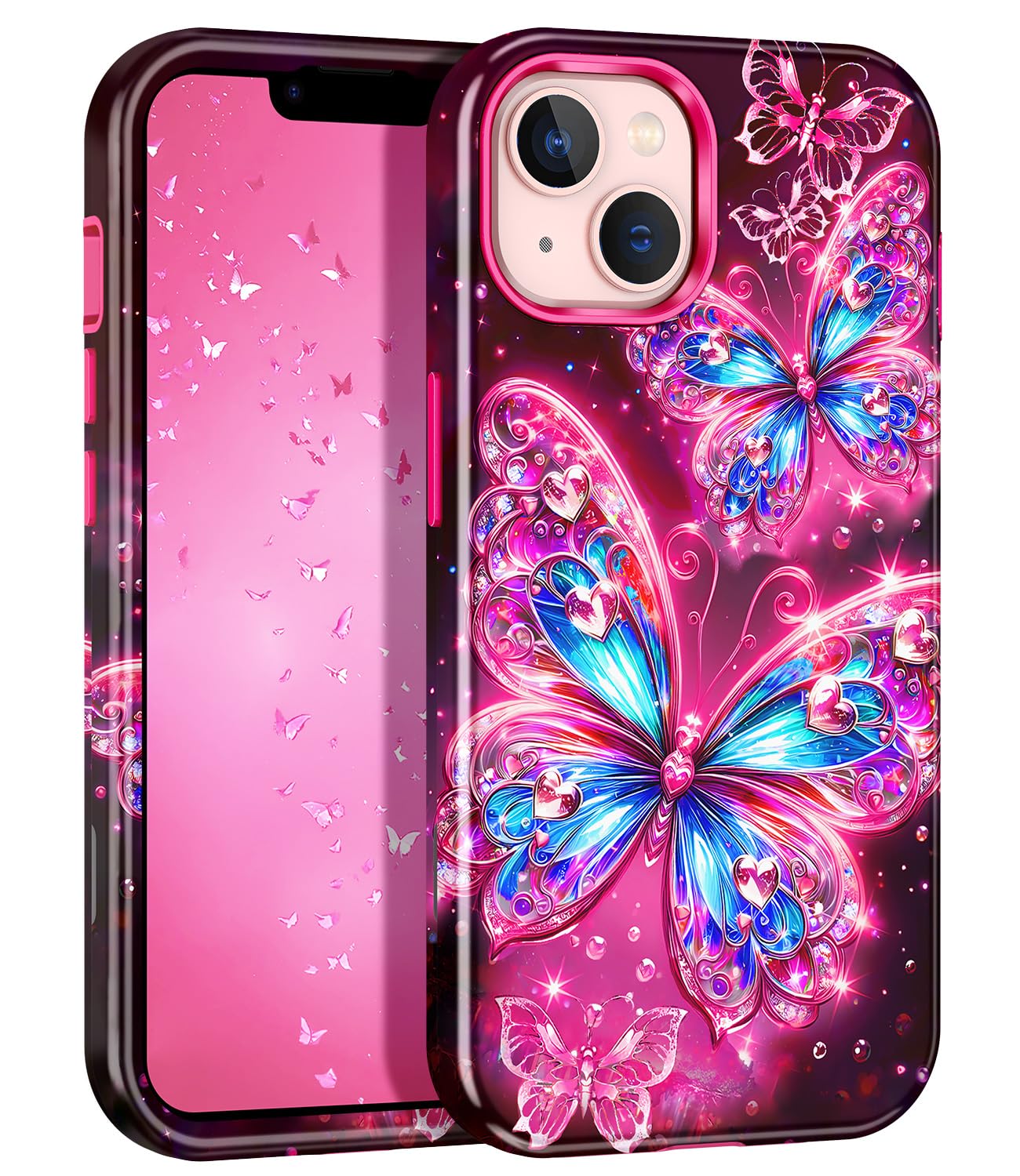 Hekodonk for iPhone 13 Case/iPhone 14 Case, Heavy Duty Full Body Shockproof Protection 3 in 1 Hybrid Hard PC Soft Rubber Rugged Drop Protective Slim