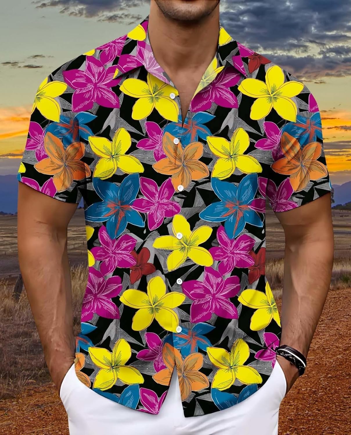 Beach Plant Theme Mens Shirts Casual Short Sleeve Button Down Shirt Beach Summer Vacation Holiday Wedding Tops