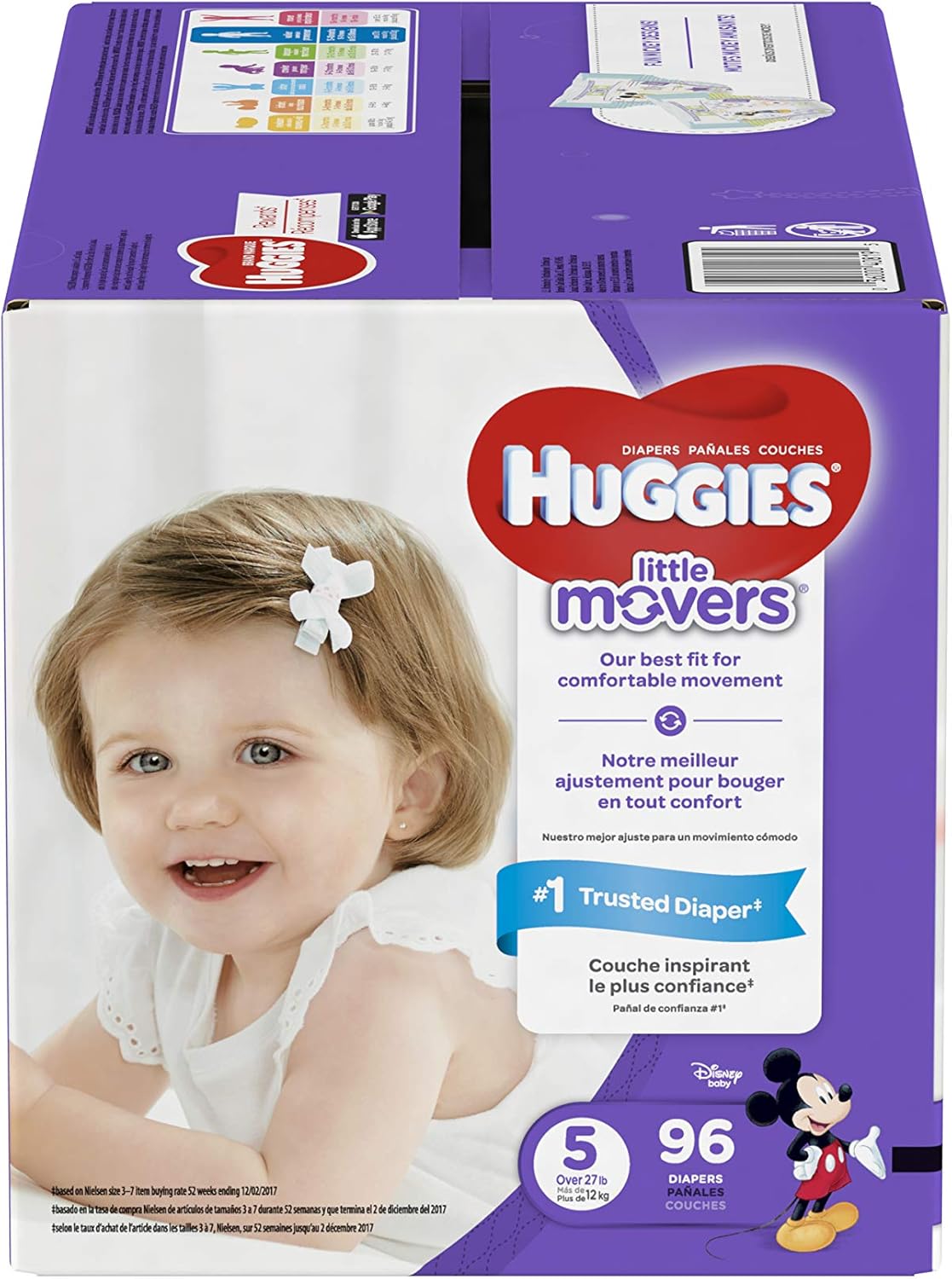 HUGGIES LITTLE MOVERS Diapers, Size 5 (27+ lb.), 96 Ct., GIANT PACK (Packaging May