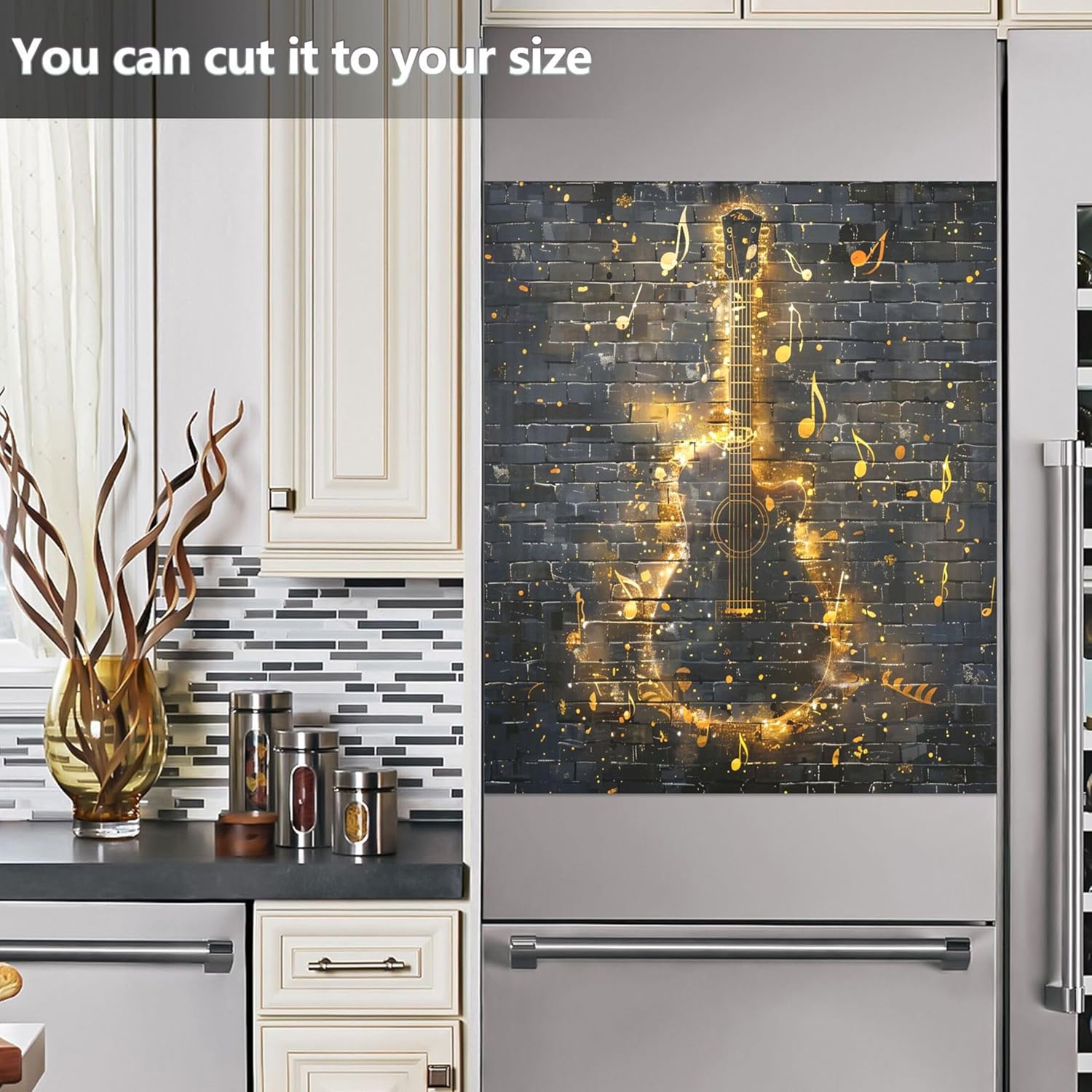 音符 ギター レンガ 壁 食器洗浄機 マグネット カバー 装飾 農家 冷蔵庫 マグネット パネル デカール ホーム キッチン 装飾