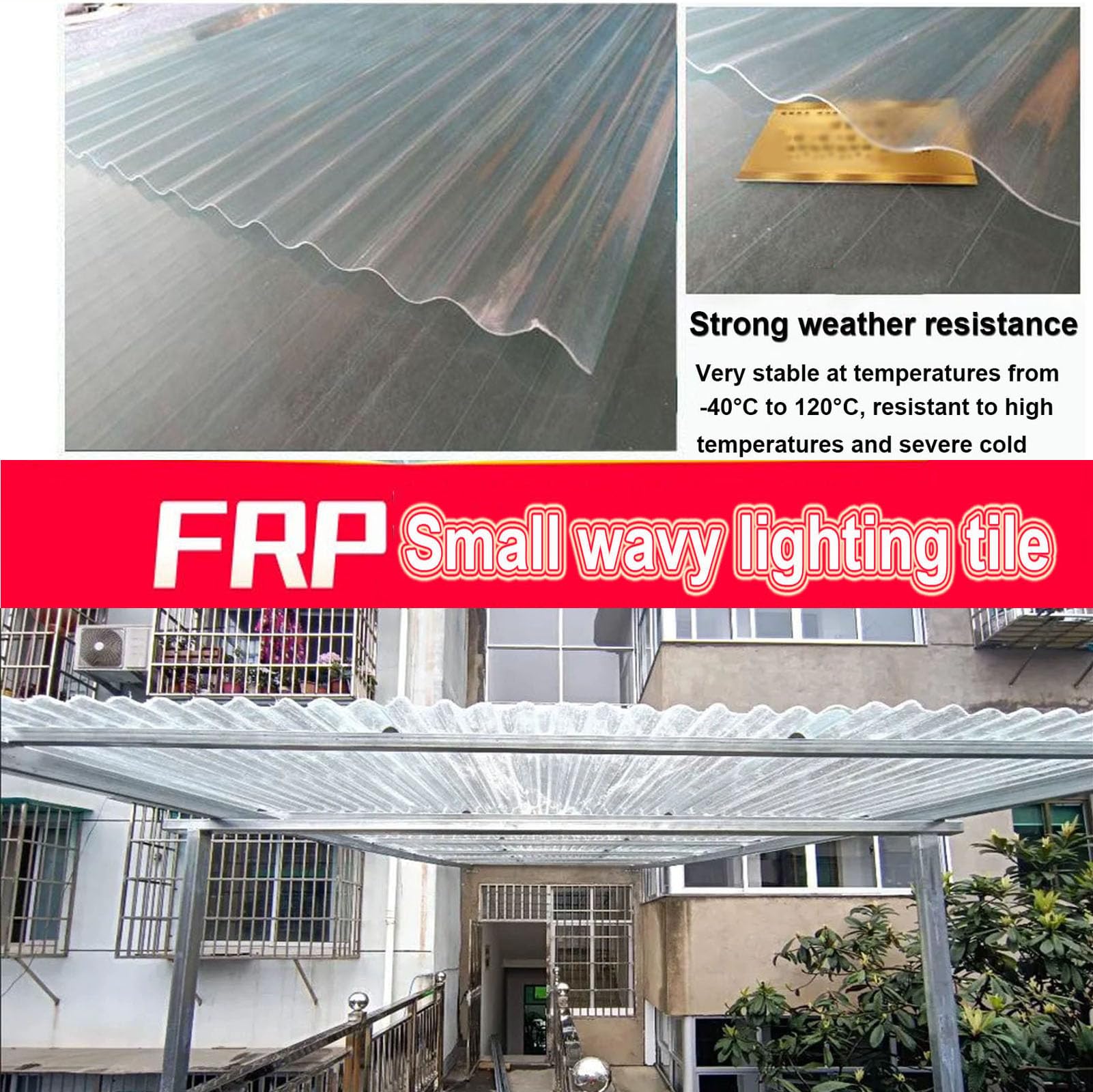1.5mm Planchas Transparentes Tejados,2/4/6/9/10/12/16/20pcs Chapa Ondulada Para Invernaderos,Paneles Para Tejado Resistentes Al Impacto,Resistencia A Los Rayos Uv (0.9×0.9m,4pcs)
