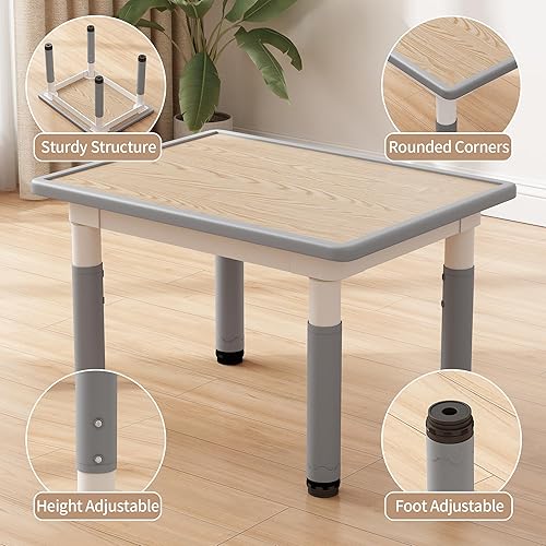Miniatura 21 de Juego de mesa y 2 sillas para niños, juego de mesa y silla para niños pequeños de altura ajustable, 31.5 pulgadas de largo x 23.6 pulgadas de ancho,