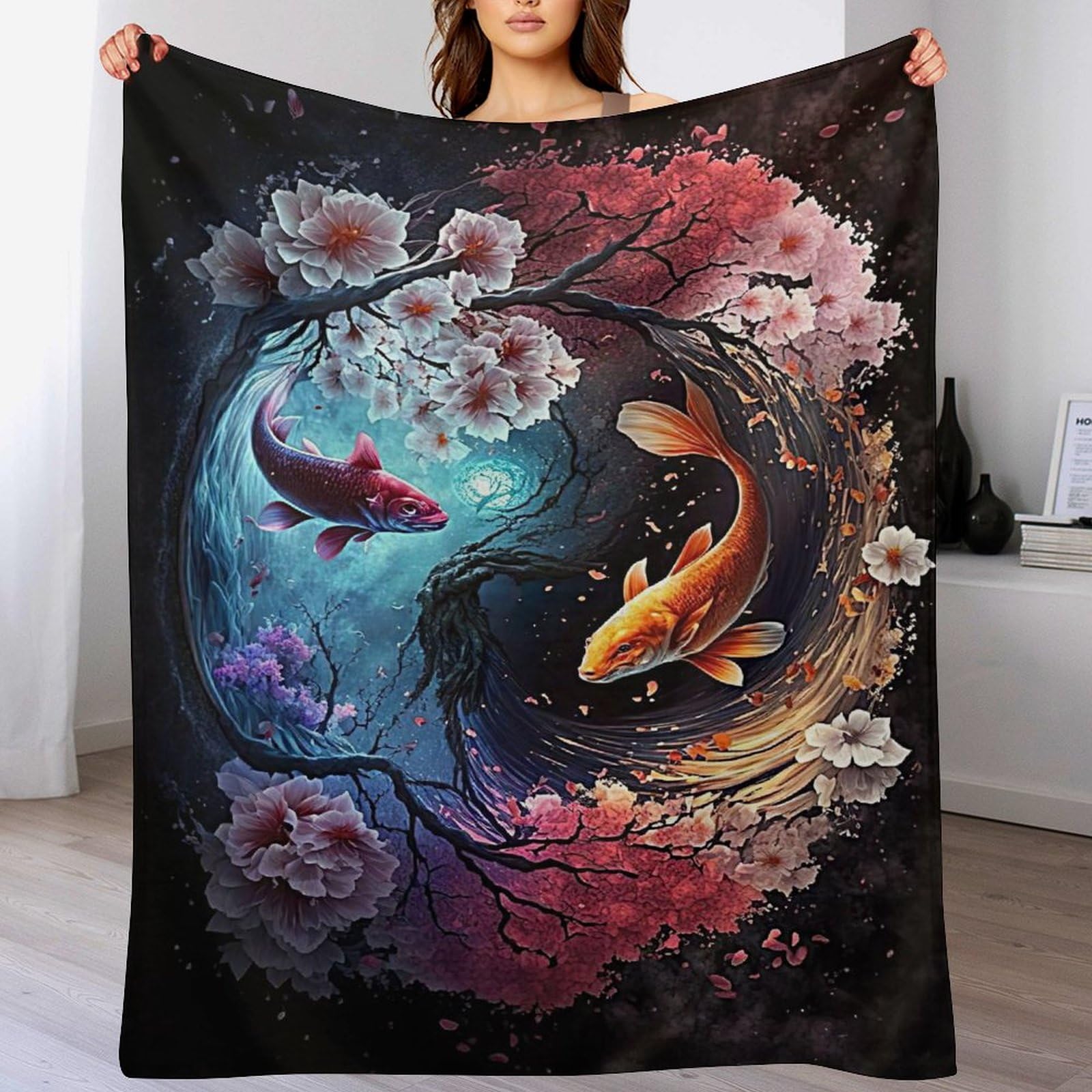 Manta de pescado en franela premium para sillón con estampado exclusivo de cuatro estaciones 130x150