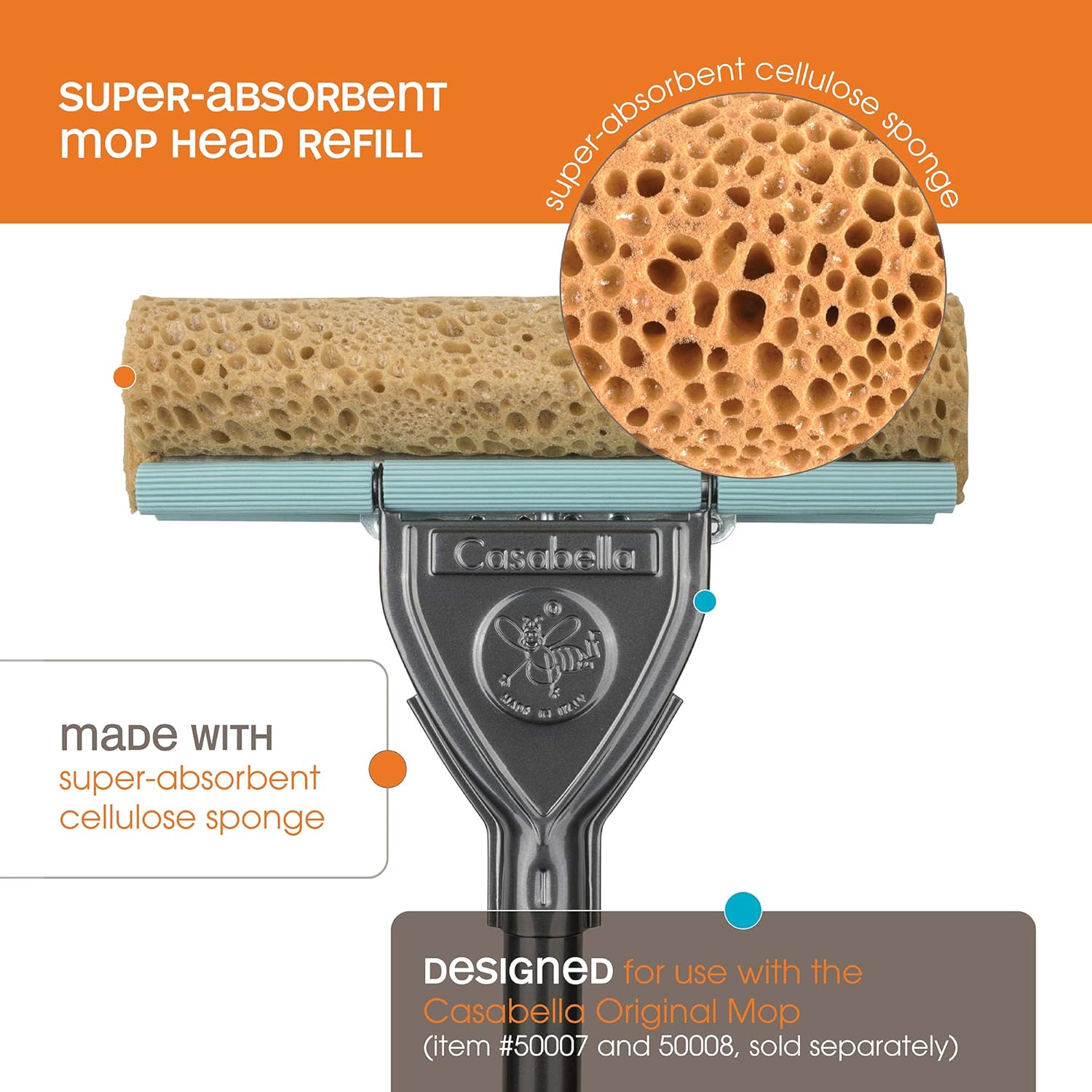 Casabella Refill for Original Mop (Replacement for Item 50007 and 5008), Brown - 51000