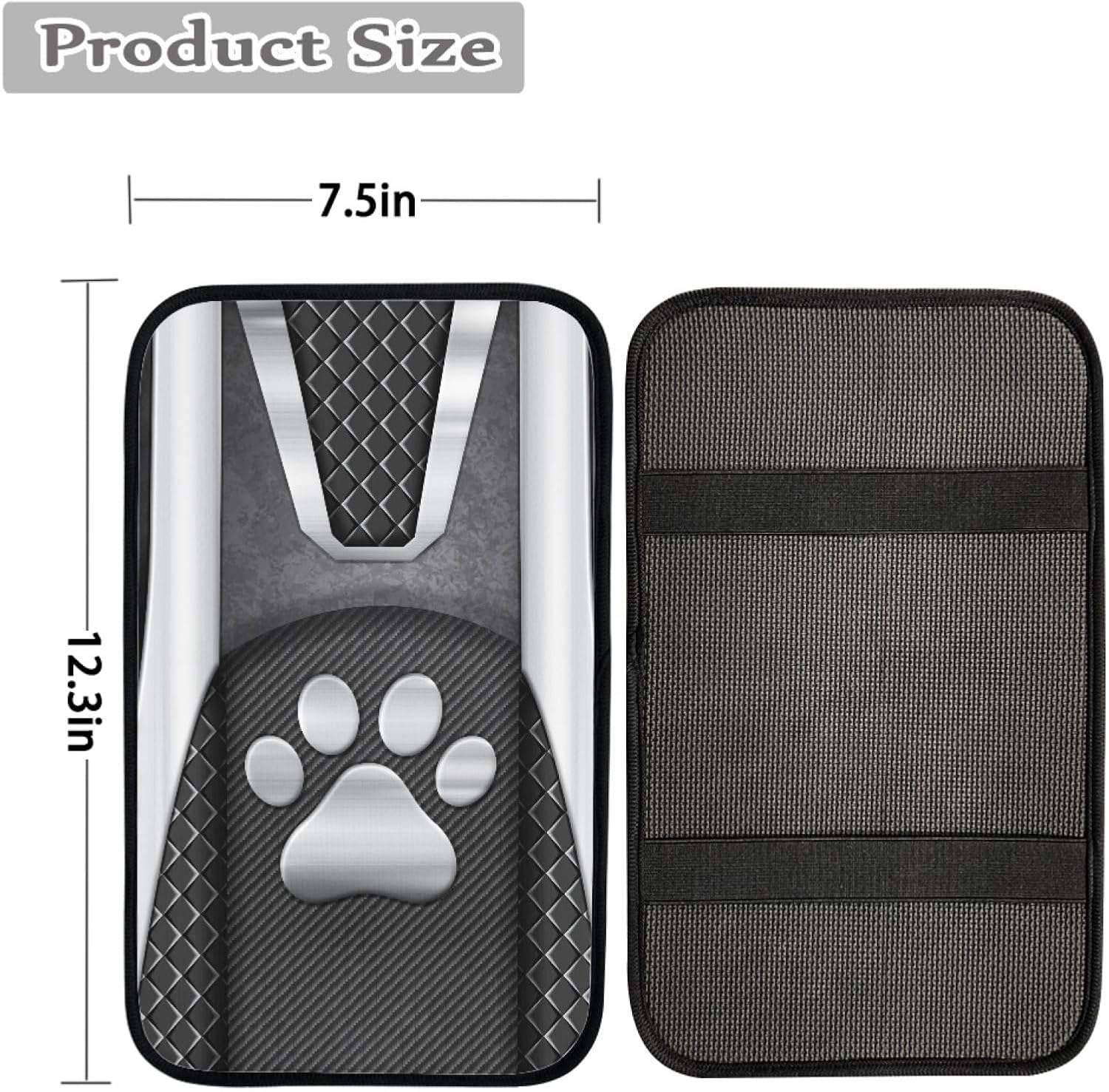 Howilath Sliver Dog Paw Print Car Seat Covers/Steering Wheel Cover/Seatbelt Pads/Coasters/Keychain/Armrest Cushion, 10pcs Auto Interior Accessories
