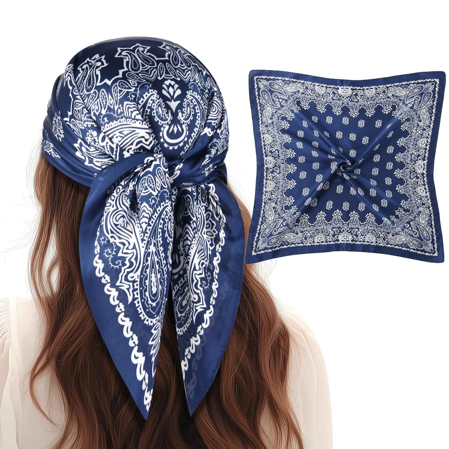 1 Pcs 27.5 Inches Satin Head Scarf Silk Like Stain Bandana Sleeping Hair Wrap Hair Scarf for Women