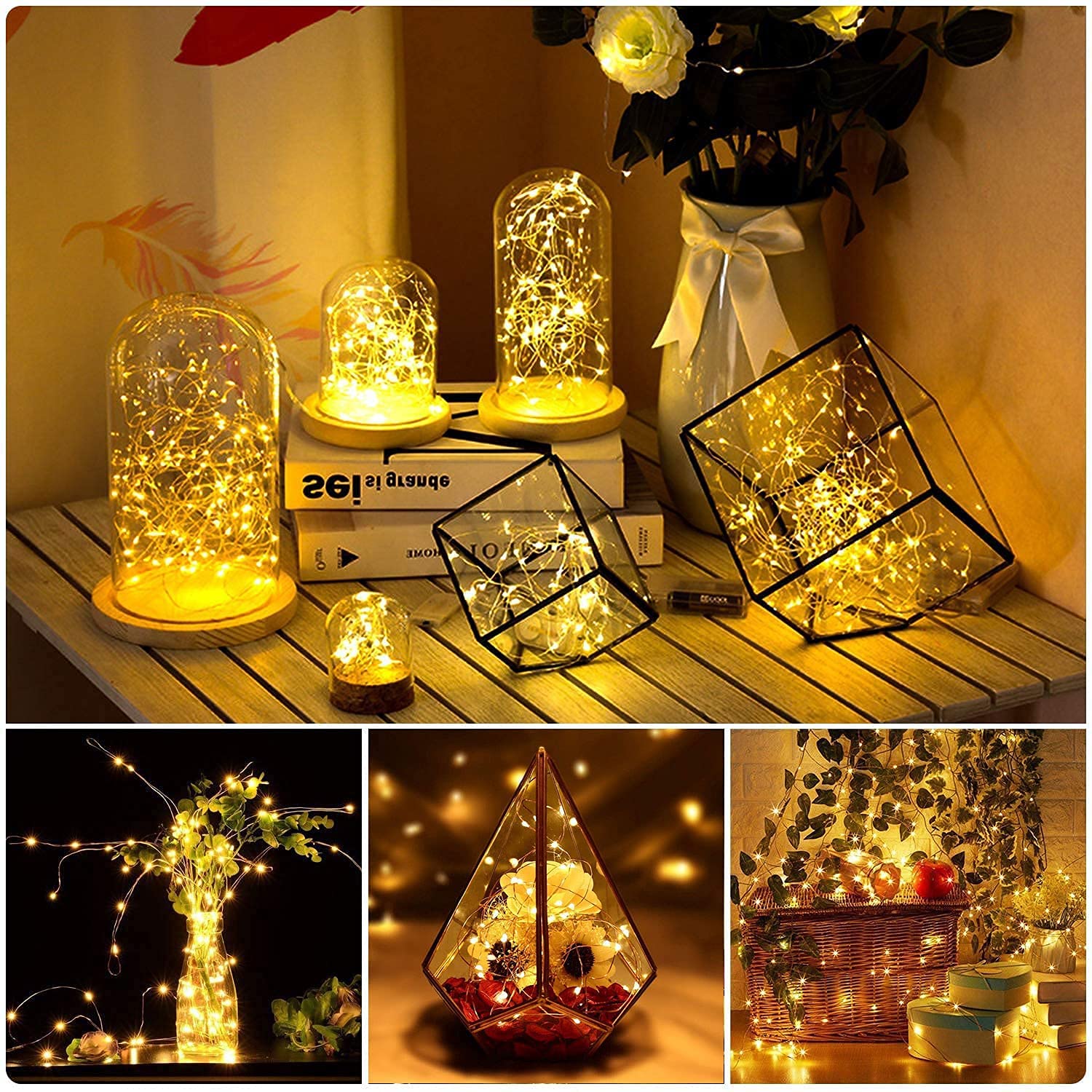 LED Lichterkette Außen Weihnachts, 200M 2000 LEDs Lichter Kupferdraht Beleuchtung Innen Dekorationen Wasserdicht mit 8 Modi für Zimmer,Weihnachten, Bäume,Garten, Party,Hochzeit,Urlaub Deko, Warmweiß