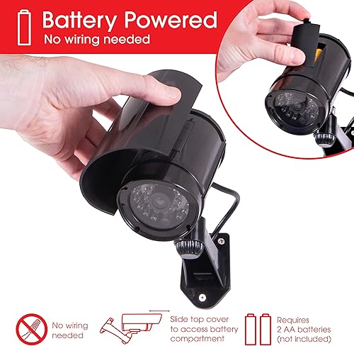 Miniatura 5 de Power Gear Decoy - Cámara de seguridad tipo bala con luz roja intermitente, LED parpadeante, vigilancia falsa, lente de grabación de aspecto