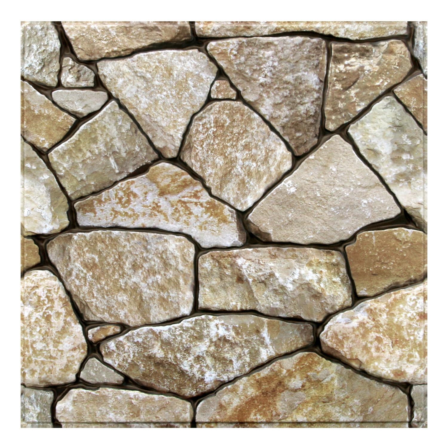 COMSTICKC 3D Faux Stone Wall Panels Peel and Stick Wall Sticker, 10 Pcs 12"X12" DIY Lightweight Thin PVC Decorative Tiles Self Adhesive Fake Brick Wall Decor,Paintable, Brown