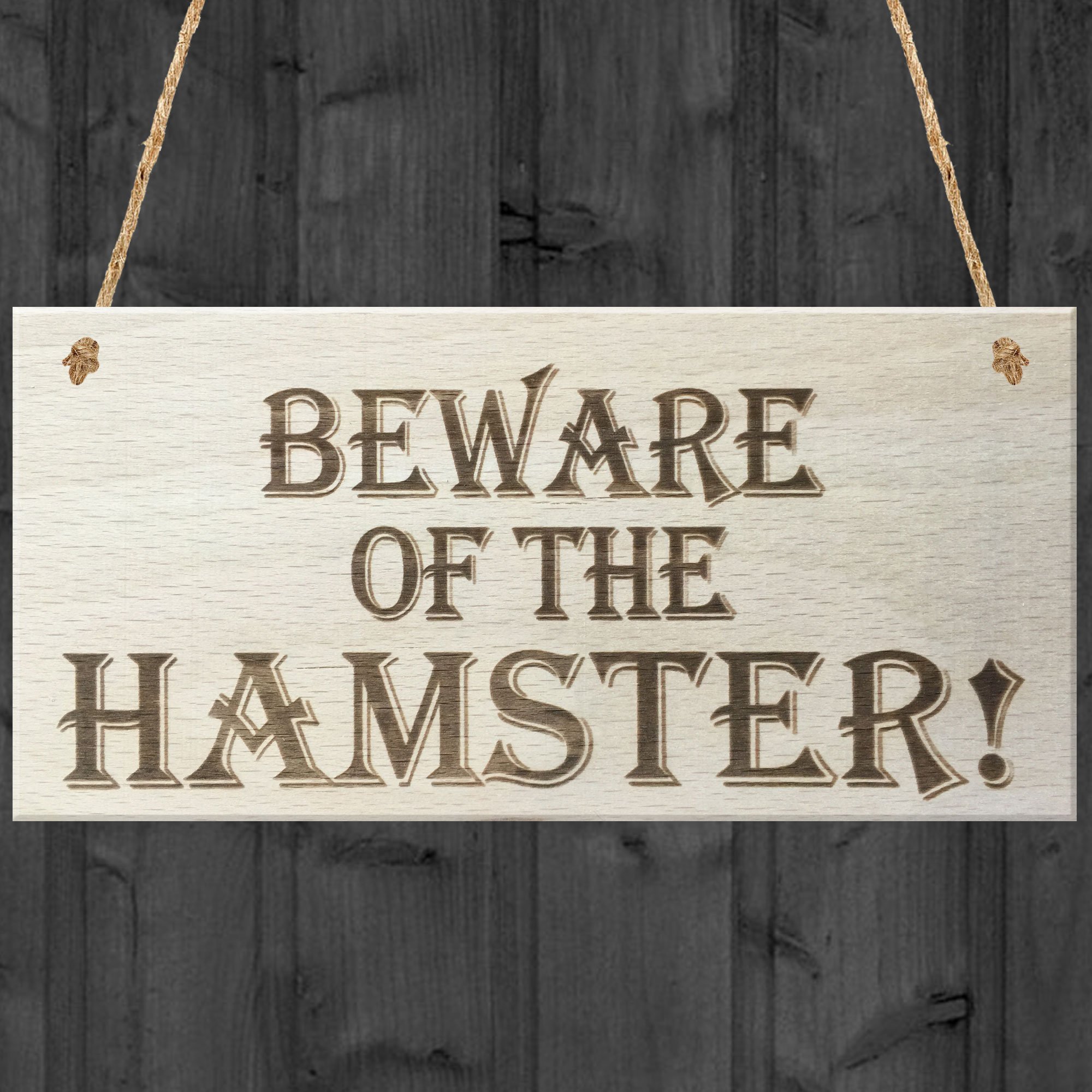 Red Ocean Beware Of The Hamster Novelty Wooden Hanging Shabby Chic Plaque Hamsters Sign Gift