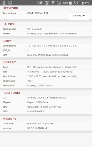 Mobile Specification GSM Arena
