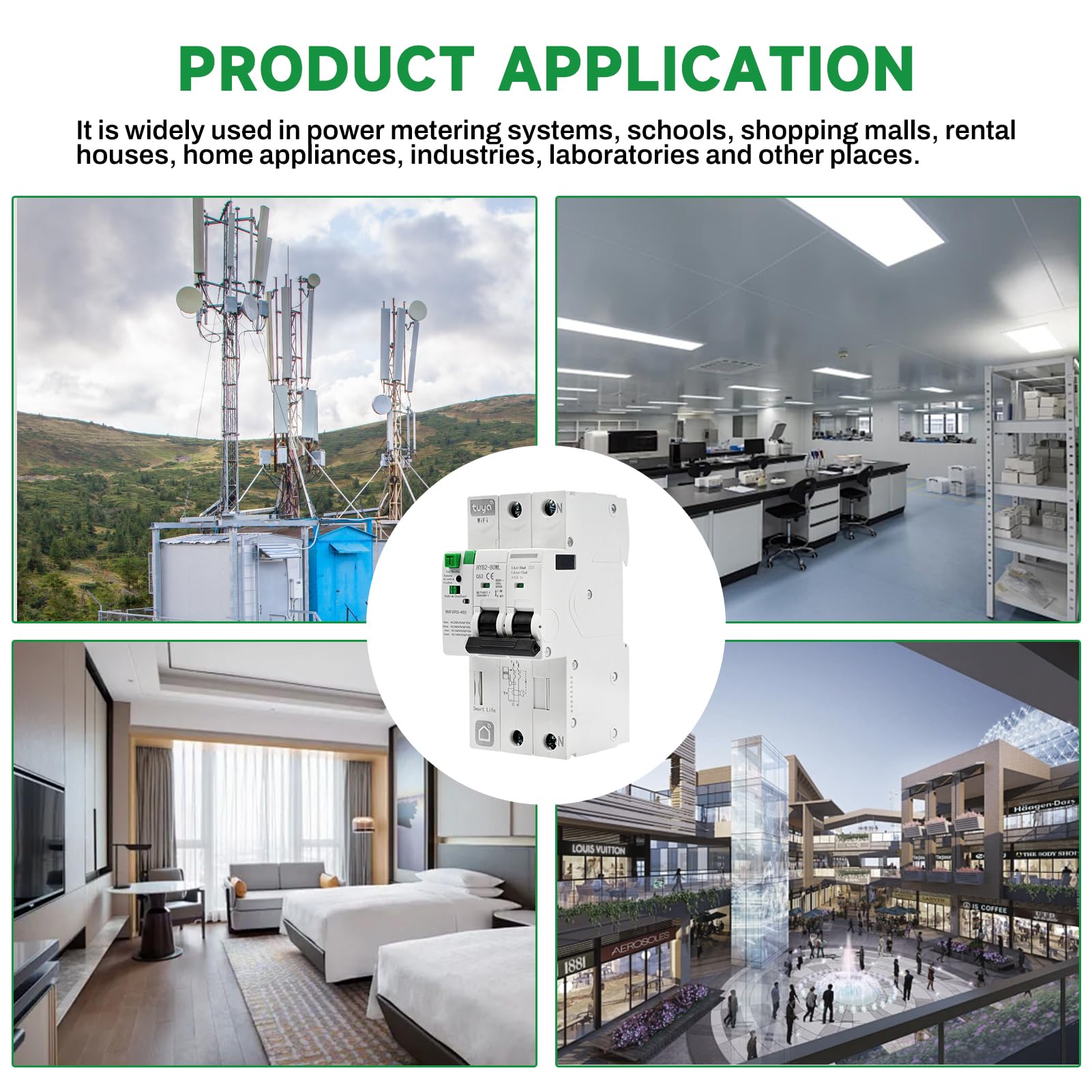Jadeshay Interruttore Magnetotermico Differenziale Smart WiFi 63A 30mA 400V 6kA Dispositivo di Riarmo Automatico Salvavita RCCB,Controllare Chiusura e Suddivisione Tramite APP Tuya e Smart Life