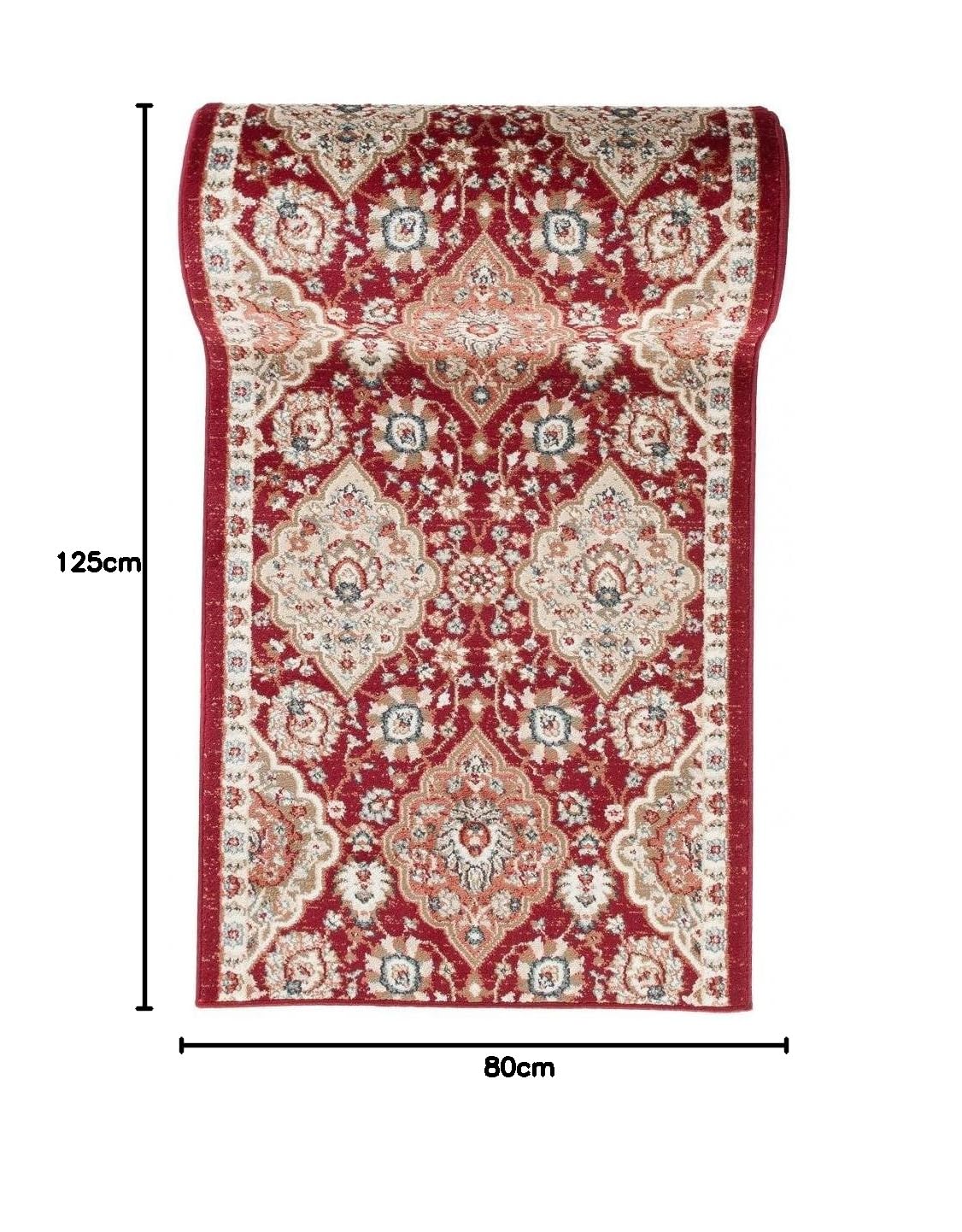 Carpeto Tapis de Couloir Couloir 80x125cm Rouge Classique Traditionnel Doux