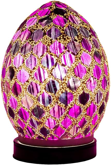 Febland Purple Tile Mini Mosaic Glass Egg Lamp, 20 cm