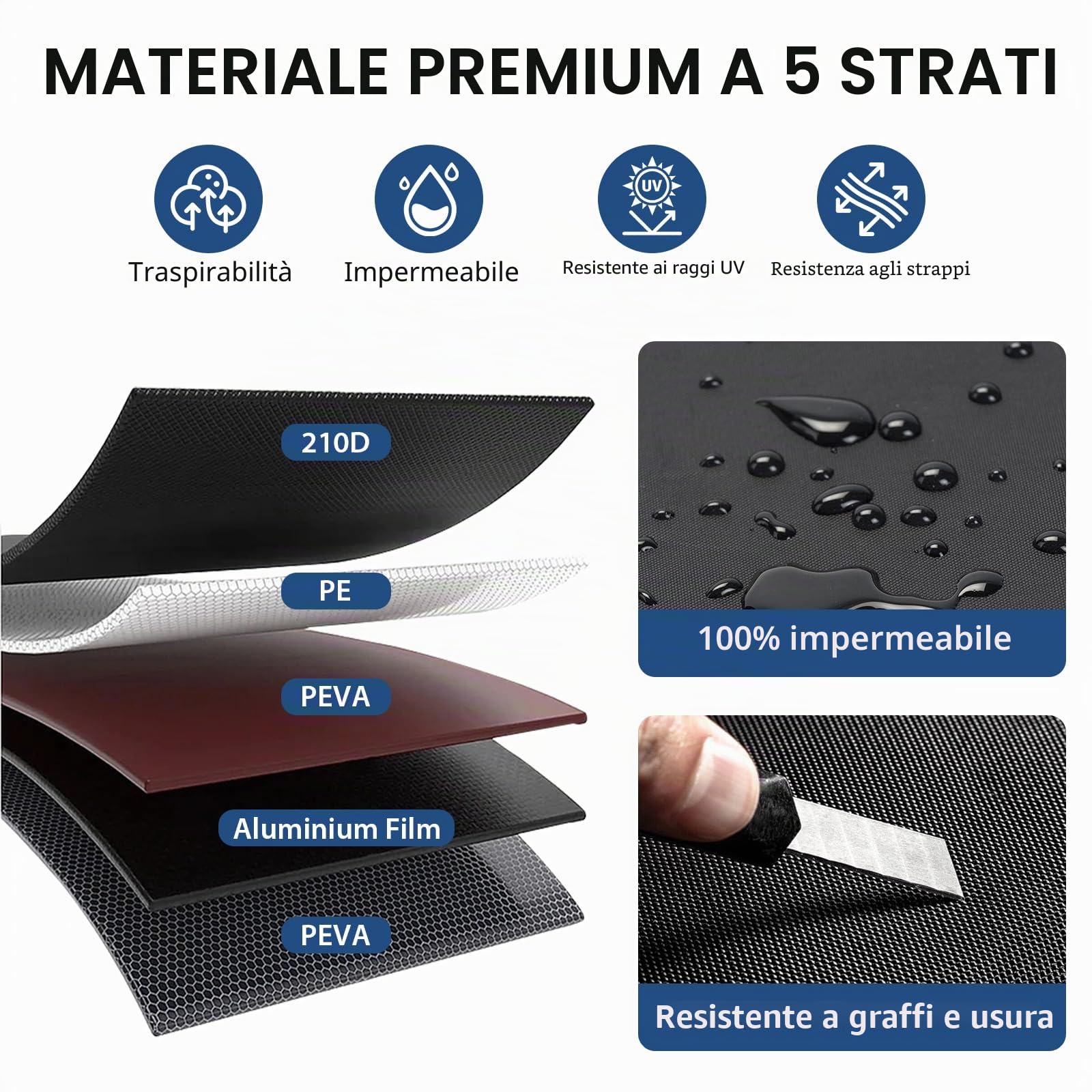 Telo Copriauto da Esterno compatibile con Beetle 1960-2023 | Copertura a 5 Starti per Impermeabile Anti UV Anti Vento Antipolvere con Cerniera e Cinturino Antivento