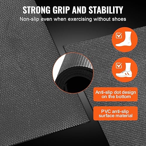 Miniatura 3 de VEVOR Large Exercise Mat, 12'x6'10'x6'9'x6'8'x6'8'x5'7'x5'6'x4' (7mm) Extra Thick, Non Slip High Density Premium Workout Mat, Exercise Yoga Mat for