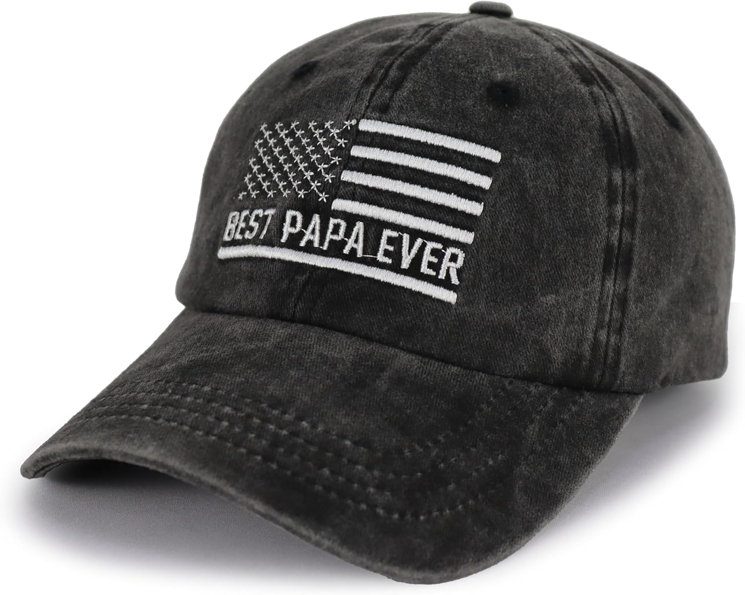 Best Papa Ever American Flag Hat,Adjustable Cotton Embroidered Fathers Day Birthday Gifts for Dad Baseball Cap - Image 2