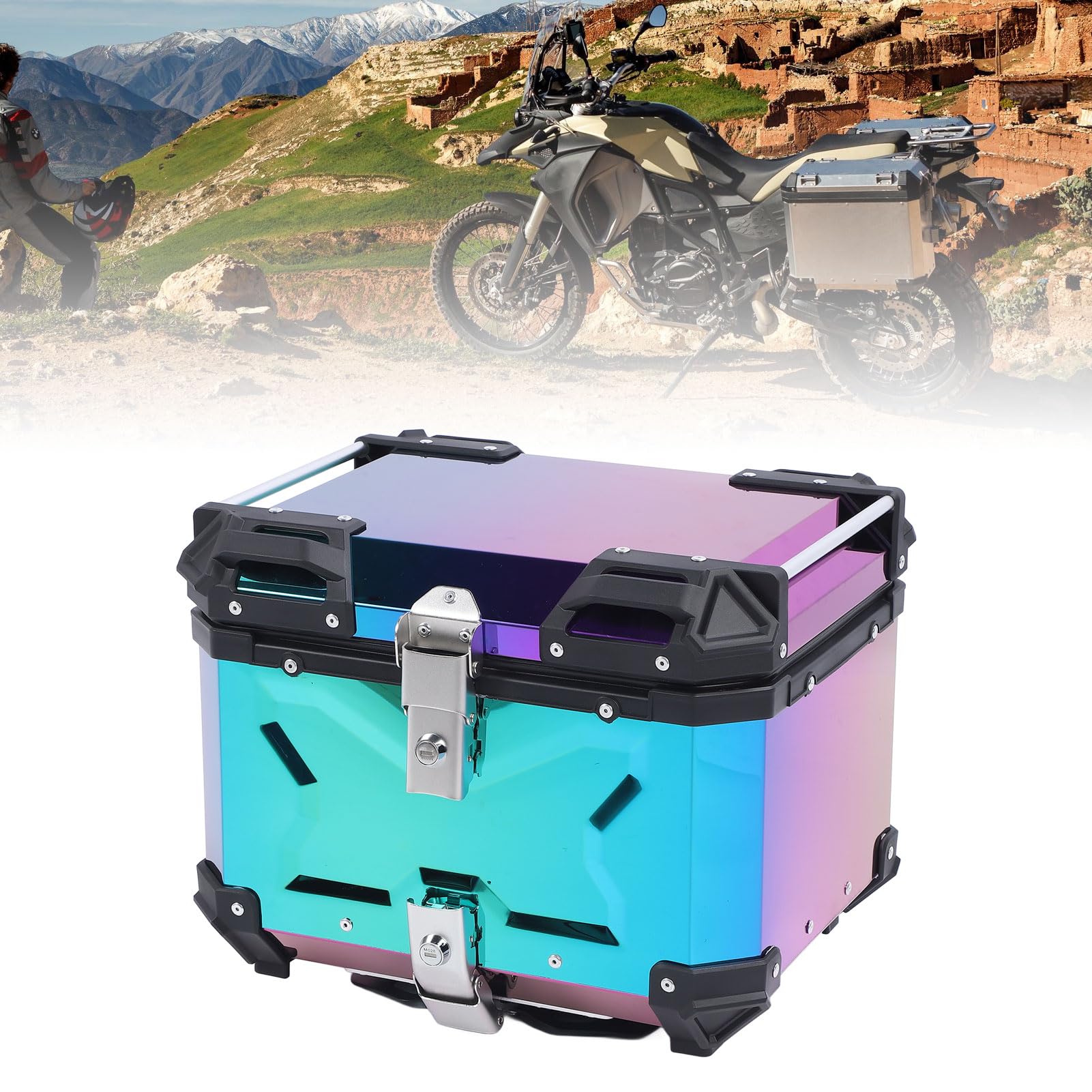 Drfeify Kufer na Kufer na Motocykl, Górny Motocykla ze Stopu Aluminium 45L Szybkozłączka Wodoodporny, Zamykany Schowek z Tyłu dla Osób Dojeżdżających do Pracy