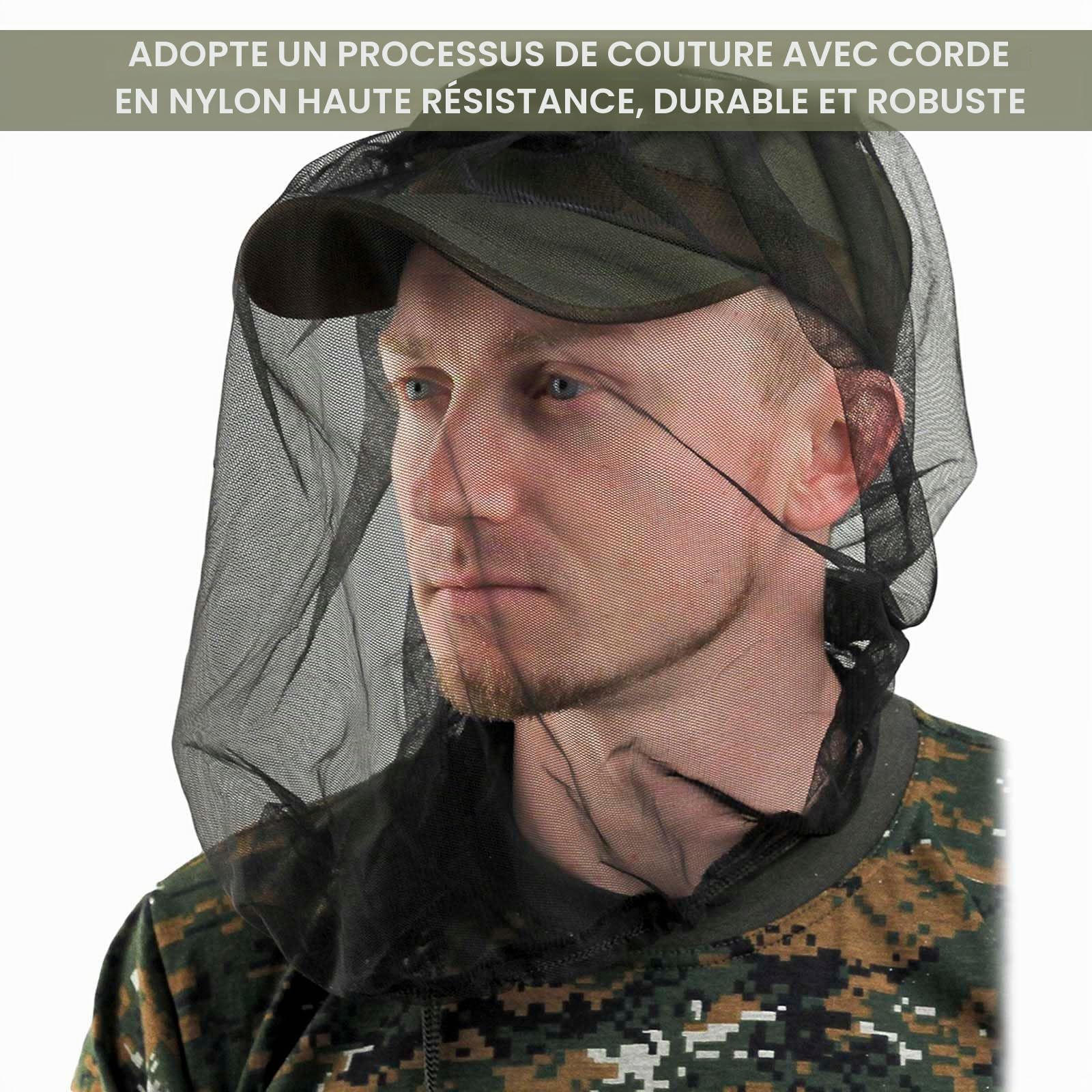 GWAWG 4 PCS Mosquito Head Net Nylon Moustiquaire Amovible Chapeaux de Fine Mesh Insect Netting pour Le Voyage la Randonnée Camping l'escalade,Noir et Vert