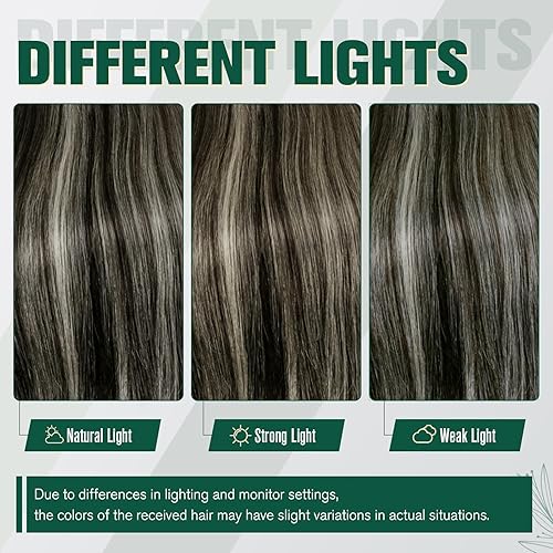 Miniatura 5 de RUNATURE Extensiones de cabello humano real para coser, 20 pulgadas, 3.53 onzas, extensiones de cabello natural, color negro plateado a plateado,