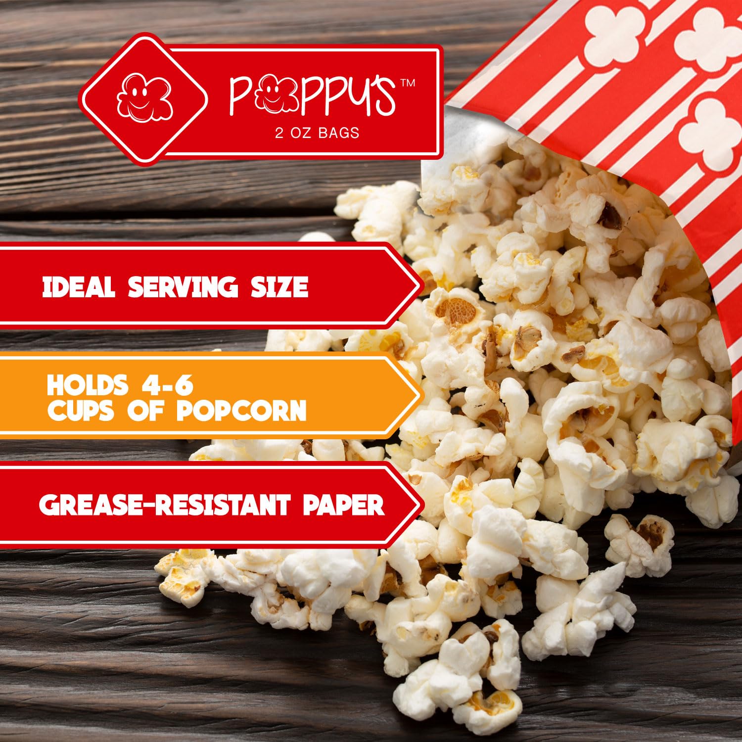 Poppy's Paper Popcorn Bags - 1000 1oz Concession-Grade Bags, Popcorn Machine Accessories For Popcorn Bars, Movie Nights, Concessions In Kenya | Popcorn Concession Equipment & Supplies - View #4