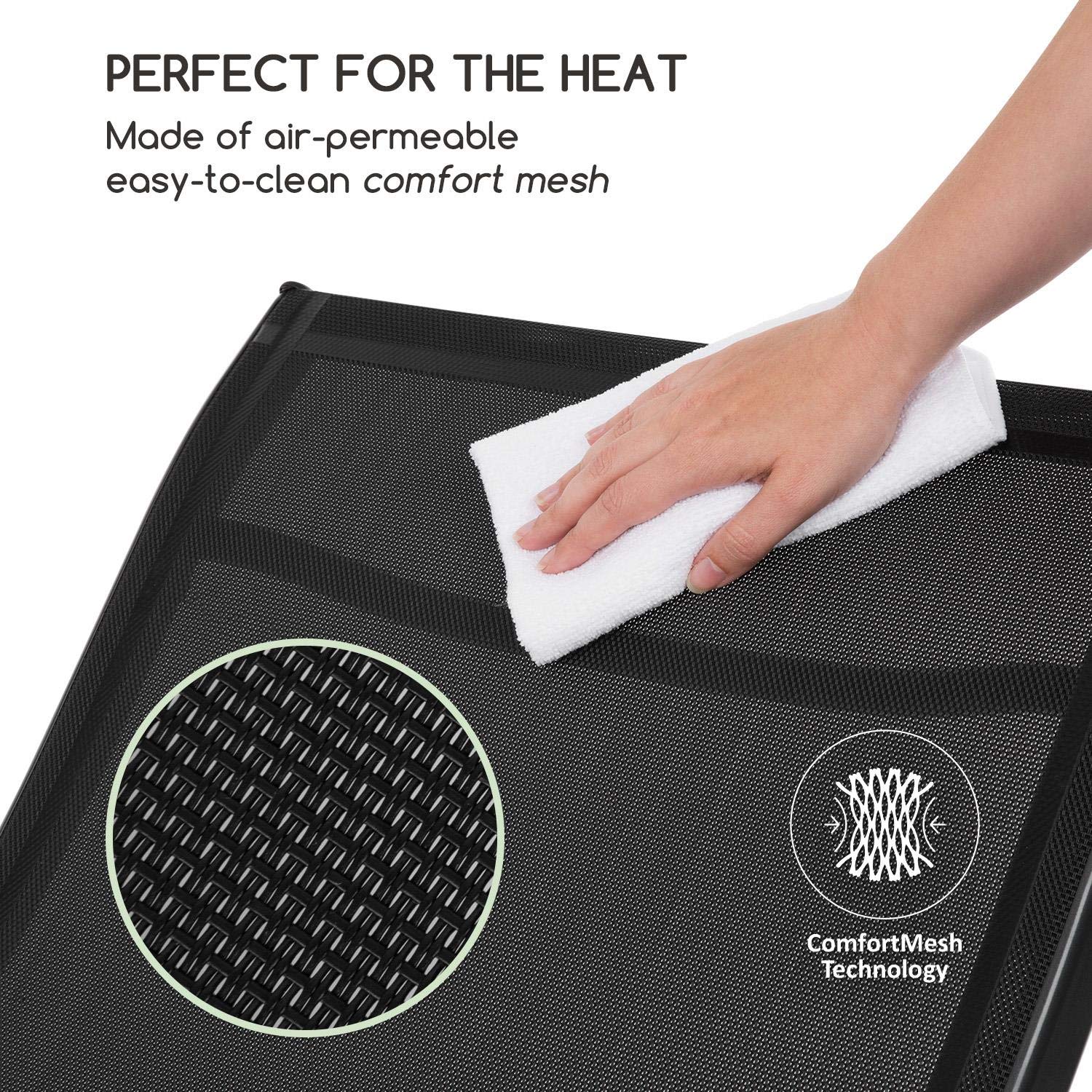 blumfeldt Beverlywood Tumbona Silla Mecedora (Hecha enteramente de Aluminio, Respaldo Regulable en 4 Posiciones, DualComfort, 70% de PVC y 30% de poliéster Comfort Mesh, Tornillos de Acero) Negro