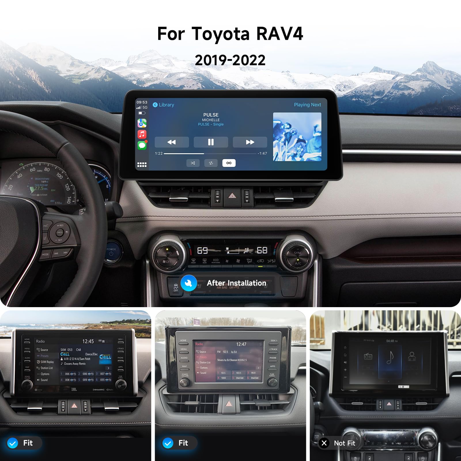 Dasaita Android 13 Car Stereo for Toyota RAV4 2019 2020 2021 2022 with Wireless Carplay & Android Auto, 12.3
