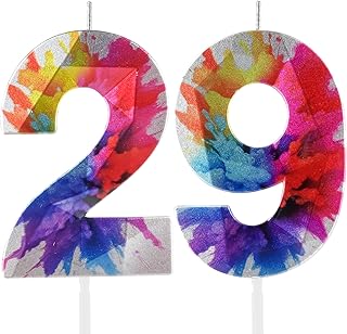 Colorful Graffiti Number 29 Candle, 29 Birthday Candle, Colorful Happy 29 Birthday Candles for Cake, Colorful Cake Topper Decorations for Men Women Colorful 29 & Fabulous Birthday Party Decorations