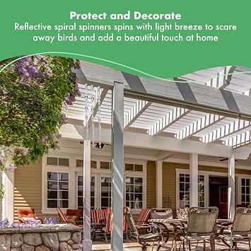 Bird Deterrent - Bird Reflective Repellent Outdoor Devices - Bird Scare Devices - Window Reflector Deterrents - Wind Twisting Bird Scare Rods - Holographic Devices (12 inch, Set of 5)