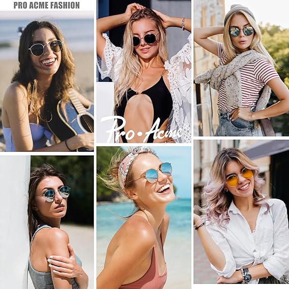 Pro Acme Small Round Metal Polarized Sunglasses for Women Retro Designer Style
