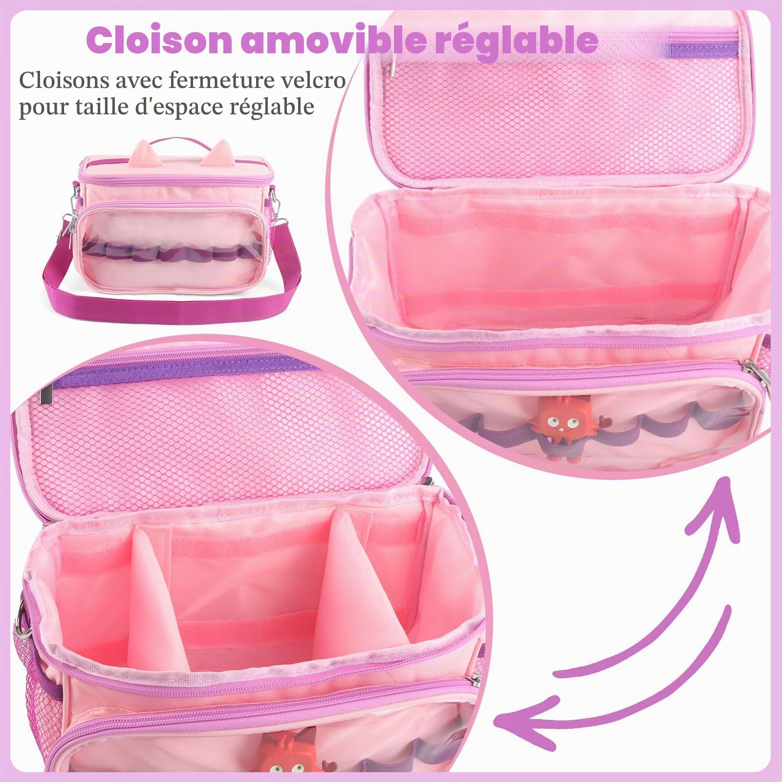 Sac pour Toniebox Tonie, rangement pour figurines auditives Tonies, sac de transport avec bandoulière, pour kit de démarrage Toniebox et accessoires Tonies, Rose, Décontracté