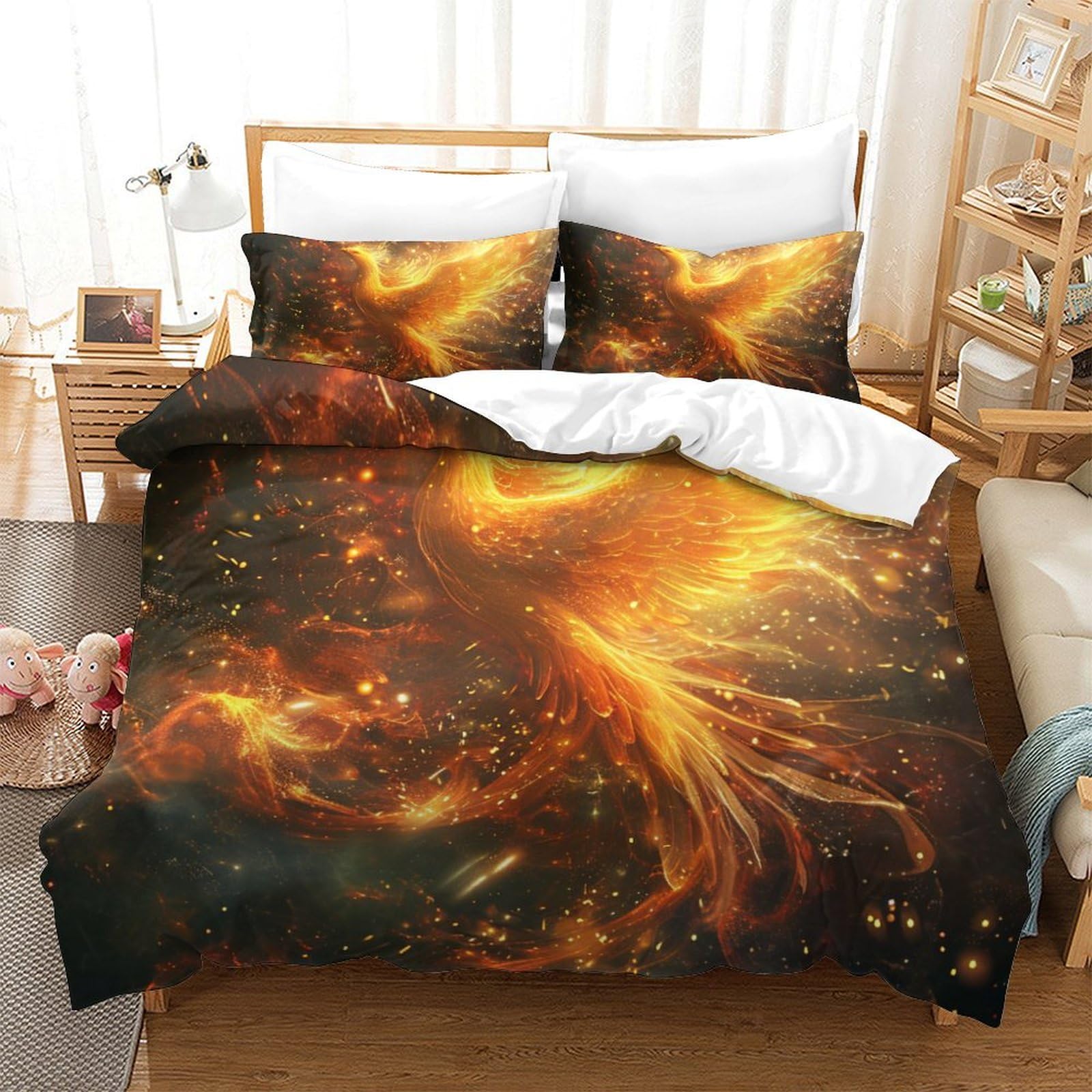 Housse de couette Ptérosaure de feu 260x220 en microfibre avec ses deux taies