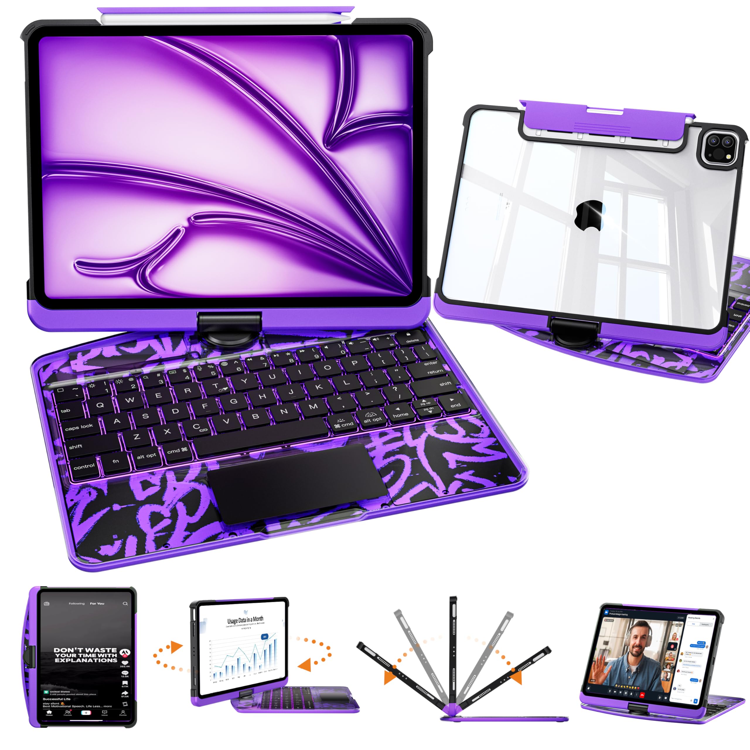Amazon.com: Uminy Clear Keyboard Case for iPad Air 11/10.9 & Pro