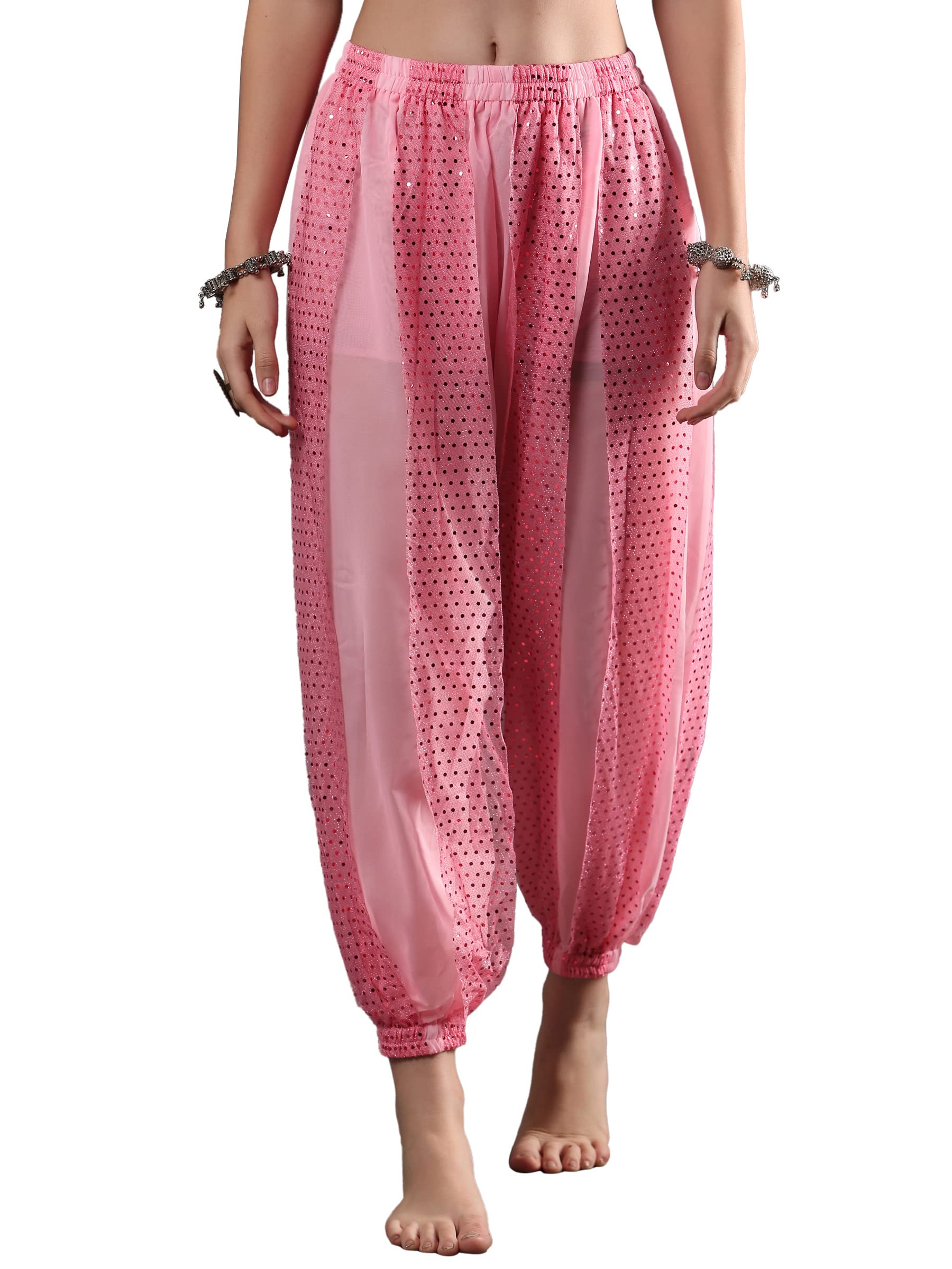 The Dance Bible Sequin Belly Dance Harem Pants for Girls and Women | Belly Dancing, Latin Dance, Fancy Dress Costume, Stage Performance Wear-image-8