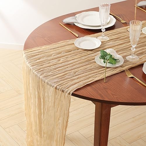 5 piezas de camino de mesa de gasa, 10 pies, camino de mesa de estopilla transparente a granel para fiestas de vacaciones, despedida de soltera,