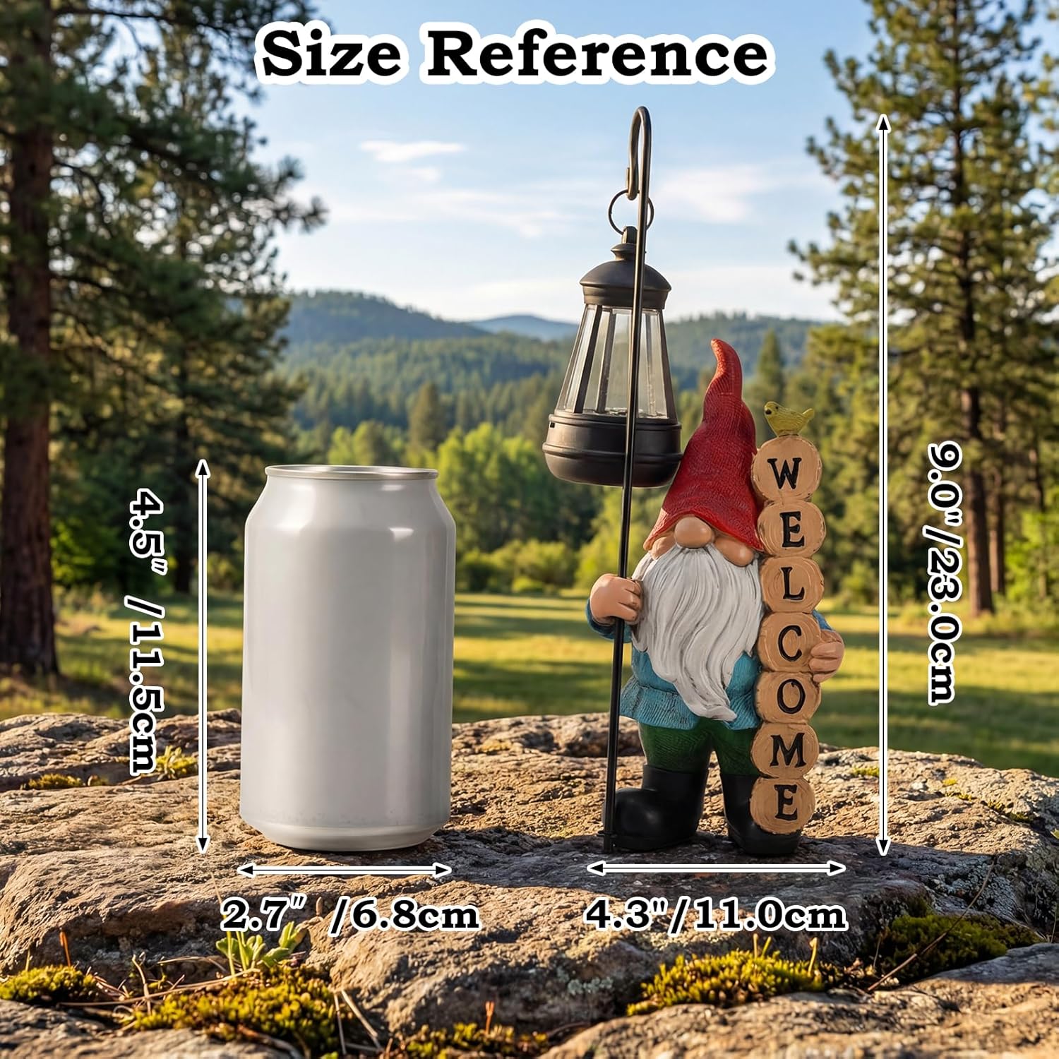 PETAFLOP Garden Gnome Statue Decor with Solar Light, Funny Gnomes Figurine for Yard Patio Balcony Home Indoor Outdoor, Mother's Day Birthday Housewarming Gifts for Mom Grandma